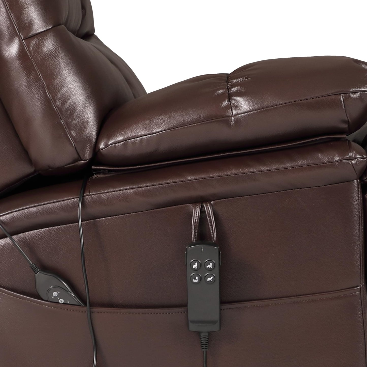 DYNOX 500 LBS Power Lift Recliner Chair for Big & Tall Seniors, Extra Large 3-Motor Lay Flat Chair with Heat, Massage & Extended Footrest(9505L,Faux Leather,Brown)
