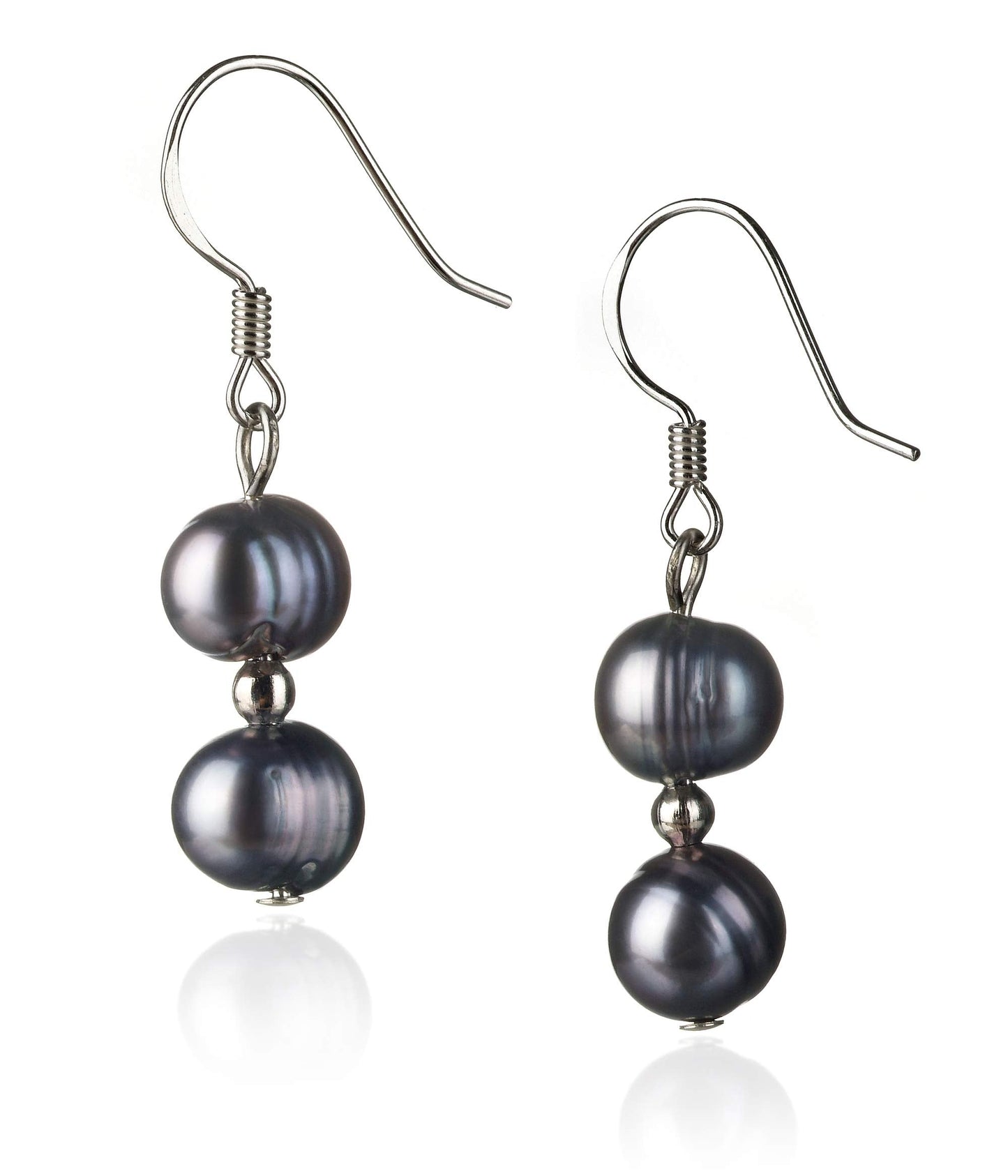 Julika Black 6-7mm Double Strand A Quality Freshwater 925 Sterling Silver Cultured Pearl Set For Women-18 in Princess length