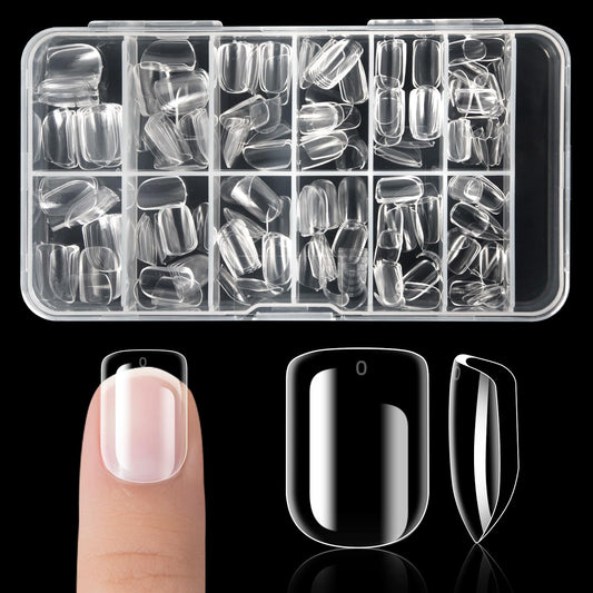 krofaue Kids Nail Tips - 240pcs Children Square Clear Press On Nails for Little Girls 10 Sizes Soft Gel Tips Extensions for DIY Decoration (9-12 years old)