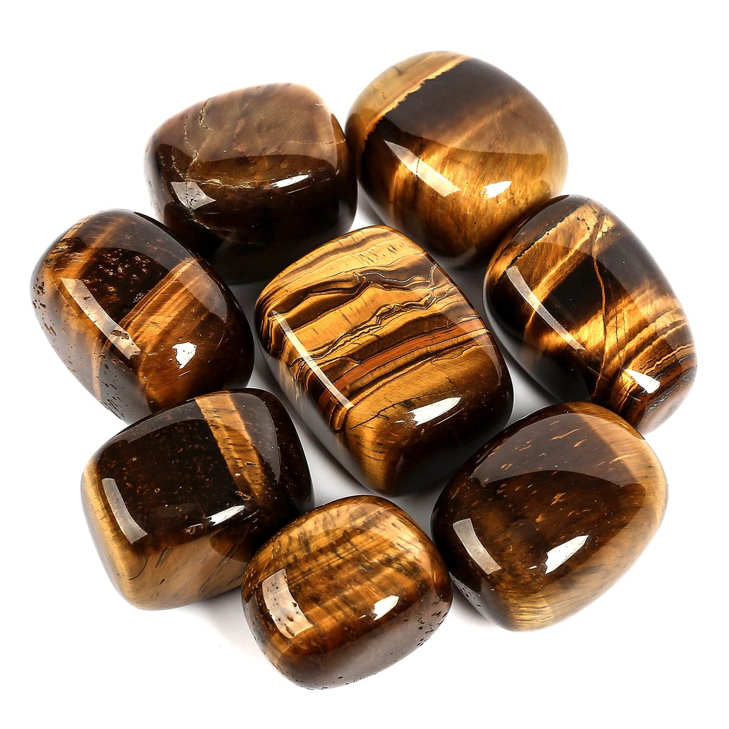 ZenQ 1/2 lb Tumbled Tigers Eye Stones for Wicca, Reiki, and Energy Crystal Healing, Natural Tigers Eye Stone from South Africa