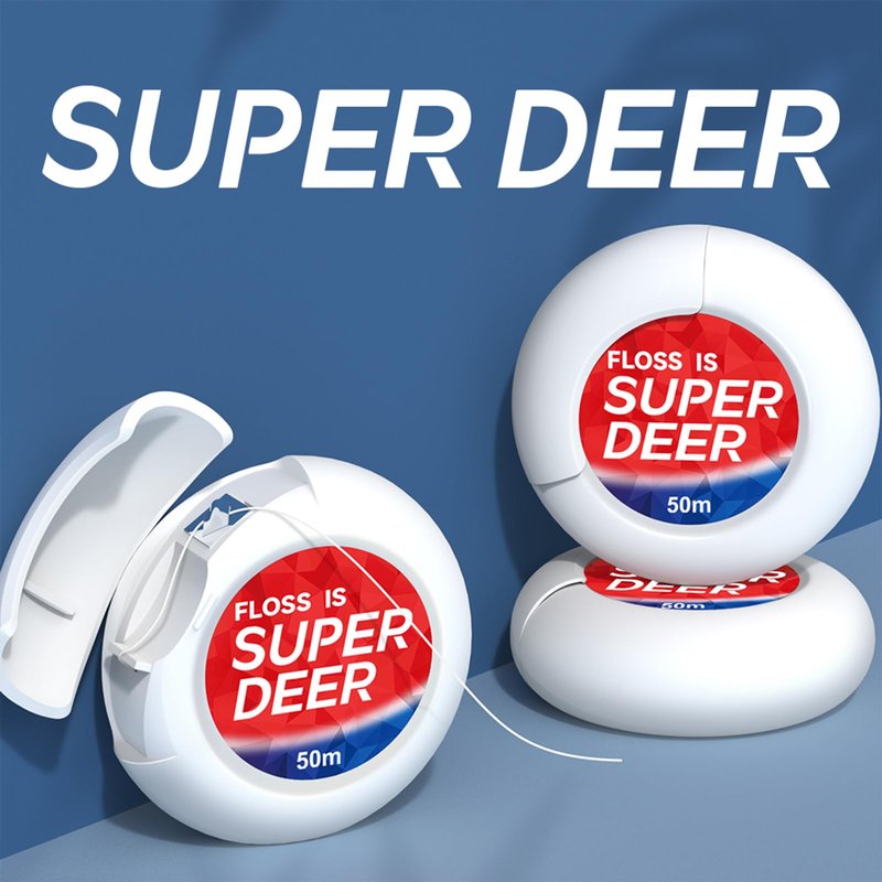 Super Deer Waxed Dental Floss, Plaque Remover for Teeth, Shred Resistant, Floss Slides Smoothly, Easy to Use, Waxed, Deep Cleaning Teeth, Oral Care, for Adults & Kids, 6 Pack, 55 yd