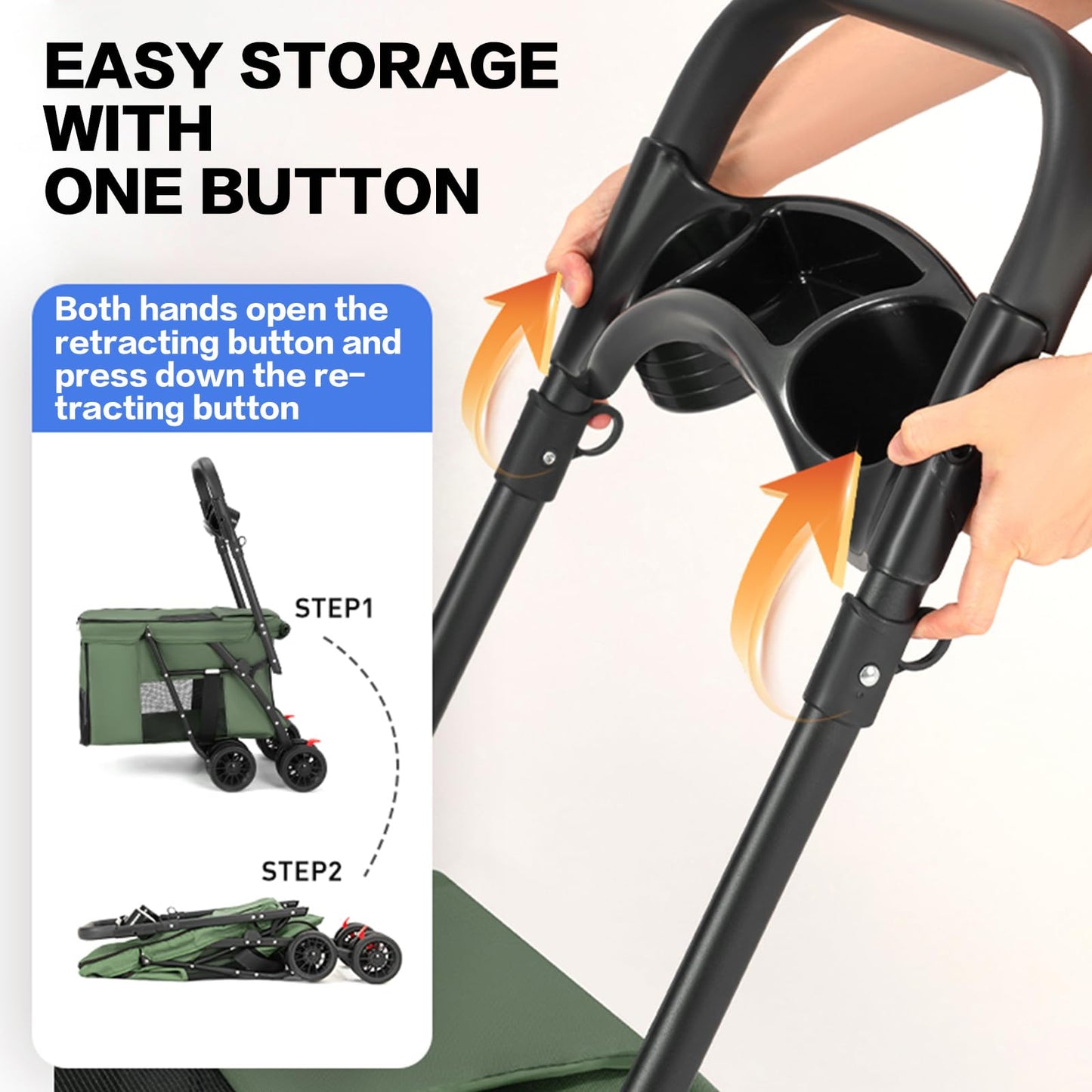 Pet Stroller Cat Dog Stroller Travel Folding Pet Carriers（Green）
