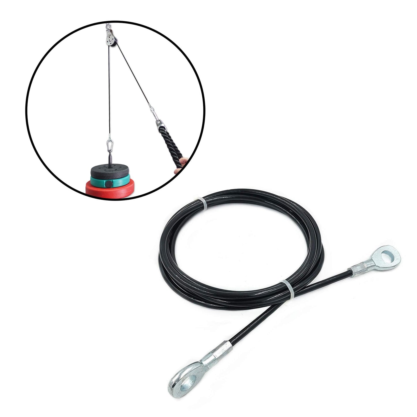 J Bryant Fitness Gym Replacement Cable Fitness Pulley Cable Thick 0.2inch/5mm Heavy Duty Steel Wire Rope for Home Gym Cable Pulley Attachments Machine Accessories (Type-A, 39.3")"