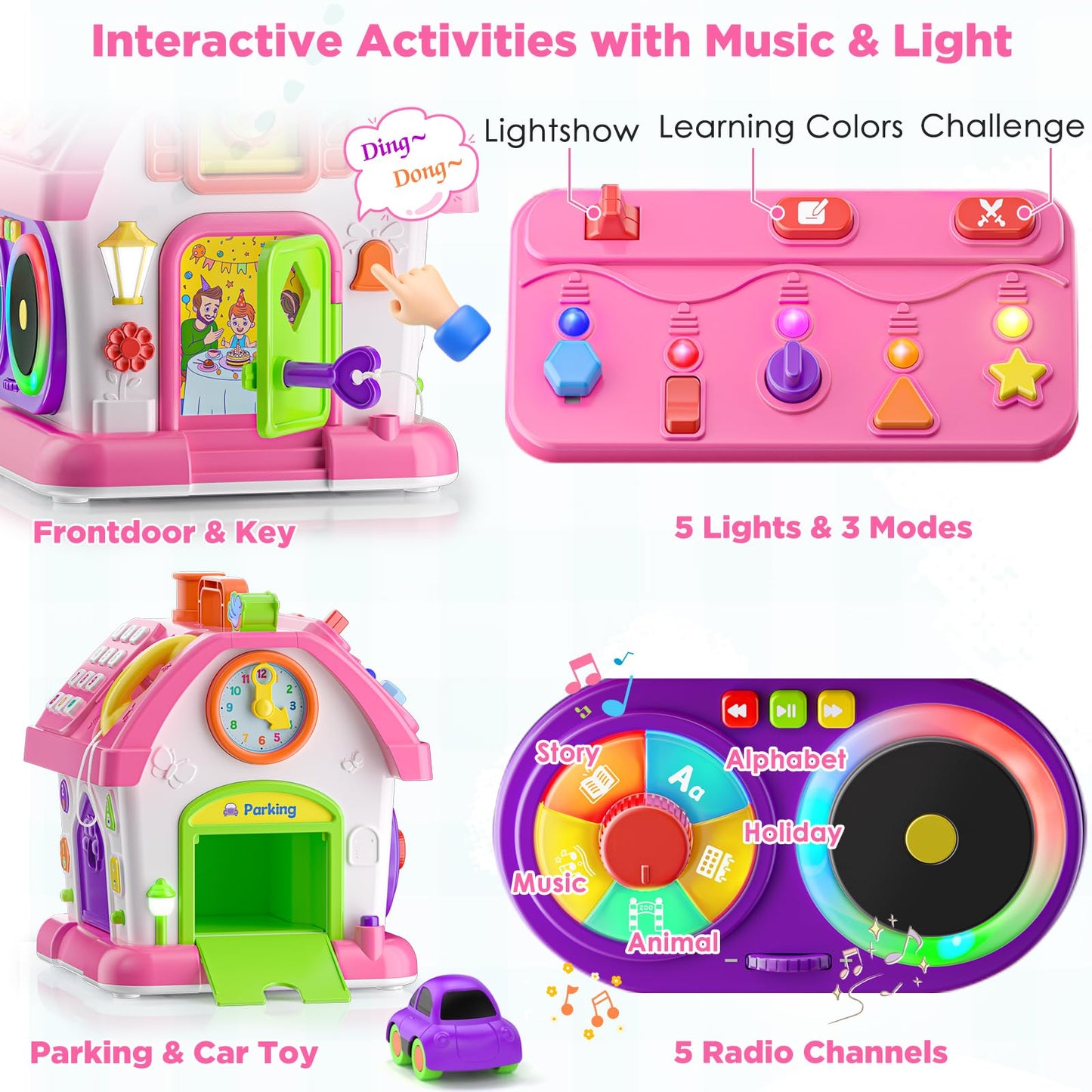 Vahome Musical Montessori Toys for 1 Year Old Girl Gifts, First Birthday Gifts for 1 Year Old Girl, Educational Baby Toy 12-18 Month Toddlers Ages 1-2 (Pink)