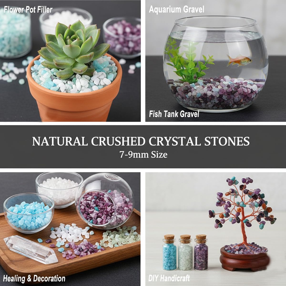Natural Citrine Tumbled Chips Crushed Crystal Stone, 7-9mm Polished Healing Crystal Chips Healing Reiki Crystal Jewelry Making Home Decoration