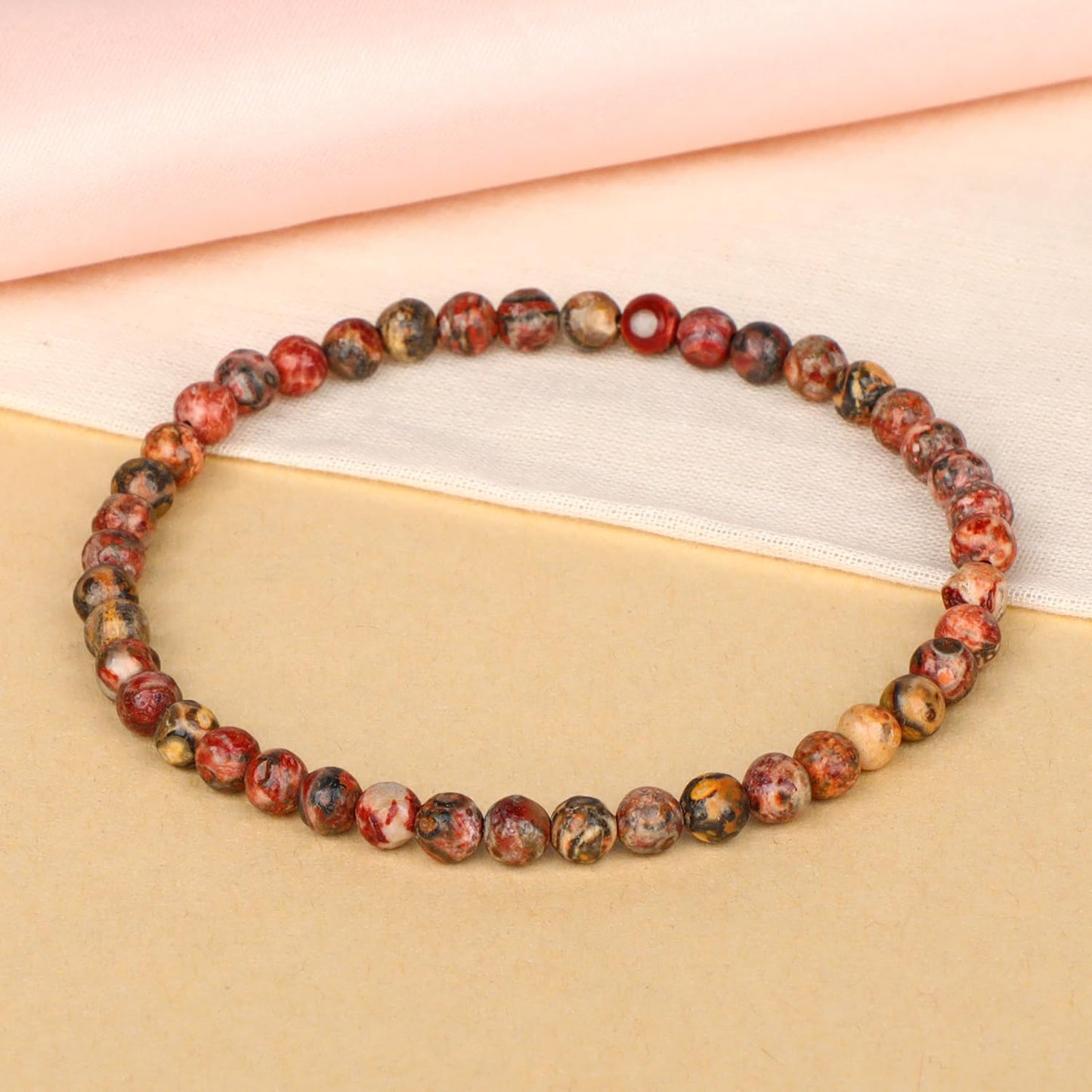 LPBeads Handmade Natural Gemstone Stretch Elastic 4mm Leopard Jasper Bracelet Healing Crystal Round Stone Beads Jewelry Gifts for Women Men