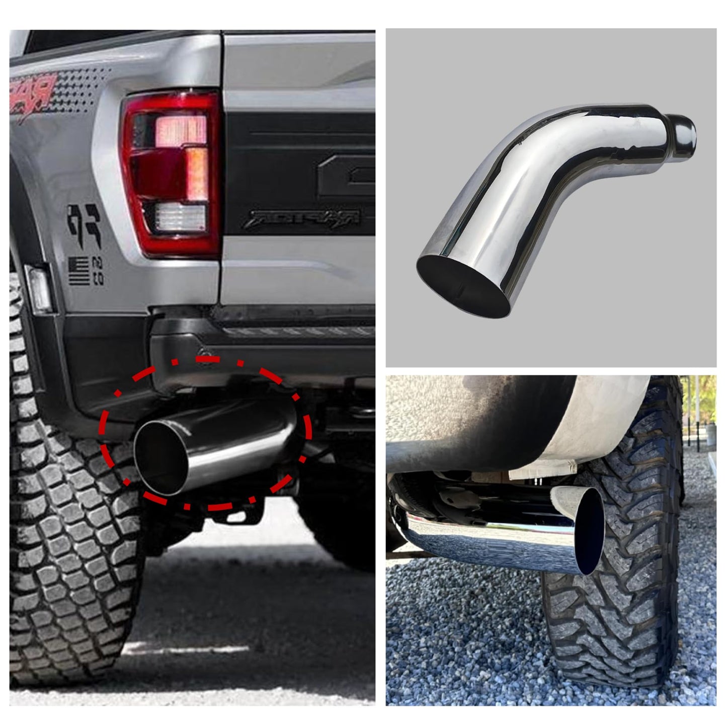4 to 7 Inch Diesel Exhaust Tip Elbow with Clamp - Chrome Plated Or Black Coated Universal Exhaust Pipe Accessory for Trucks, Cars