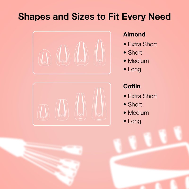 Cre8tion Soft Gel Nail Tips, Extra Extra Long Stiletto Shape, 602 Tips in 14 Sizes (00-9) for Professional Nail Extensions