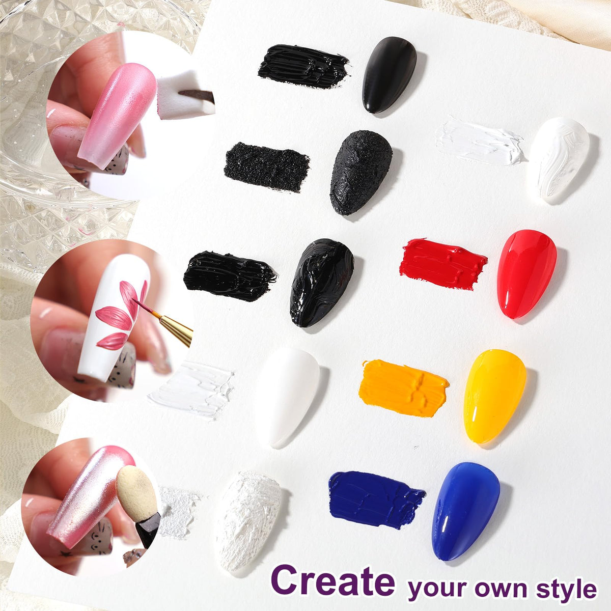 U-Shinein Gradient Painting Gel, 9 Colors Ombre Plaster, 3D Sculpting Gel Three Primary Colors Nail Polish for Pigment Pat Aura Nails French Manicure Palette SculptraHue Master Kit