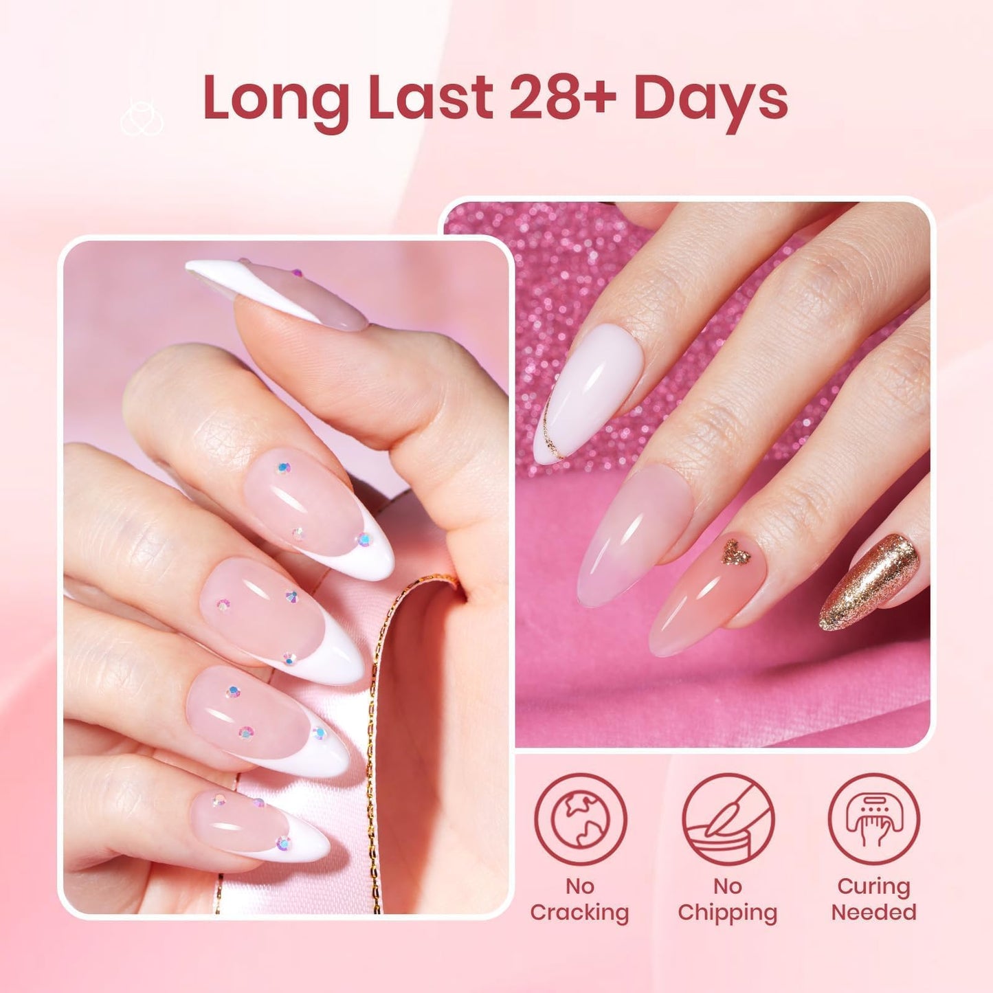Beetles 30 Colors Poly Extension Gel Nail Kit With U V Lamp Nude Pink Glitter Poly Nail Gel Starter Kit All In One With Nail Art Accessories Manicure DIY Home Salon Gift for Women Girls