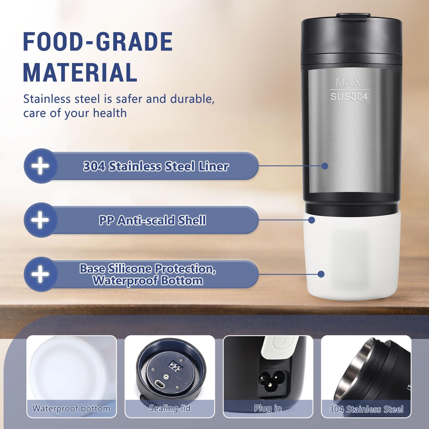 Travel Electric Kettle, Balabulala Portable Water Boiler with 6 Variable Presets, Personal Small Electric Kettle with Keep Warm Temperature Controls & Boil Dry Protection, 17oz