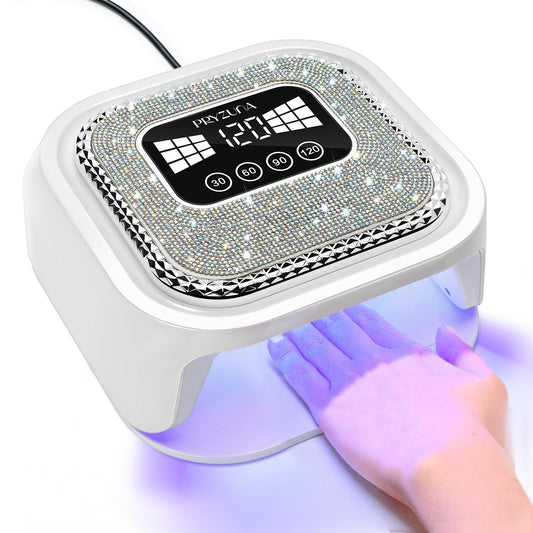 UV LED Nail Lamp for Gel Polish with 36 LED Beads & 4 Timer Settings, UV Light for Gel Nails, Professional Fast Curing Nail Dryer with LCD Touch Display, Auto Sensor (Sparkly Diamond White)