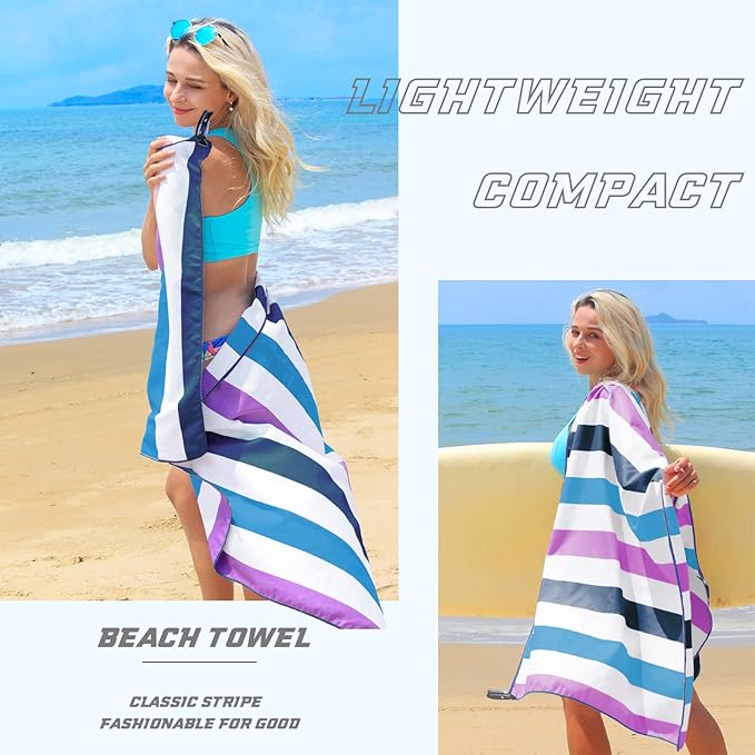 Exclusivo Mezcla 4 Pack Microfiber Quick Dry Beach Towels, Oversized Lightweight Sandfree Pool Towels for Swimming Camping Travel with Bagn (Mixed Color, 35x70 Inches)