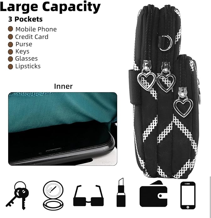JANKS Small Crossbody Bag for Women - Mini Phone Purses with Crossbody Strap and Wallet - Nylon Arm Bag