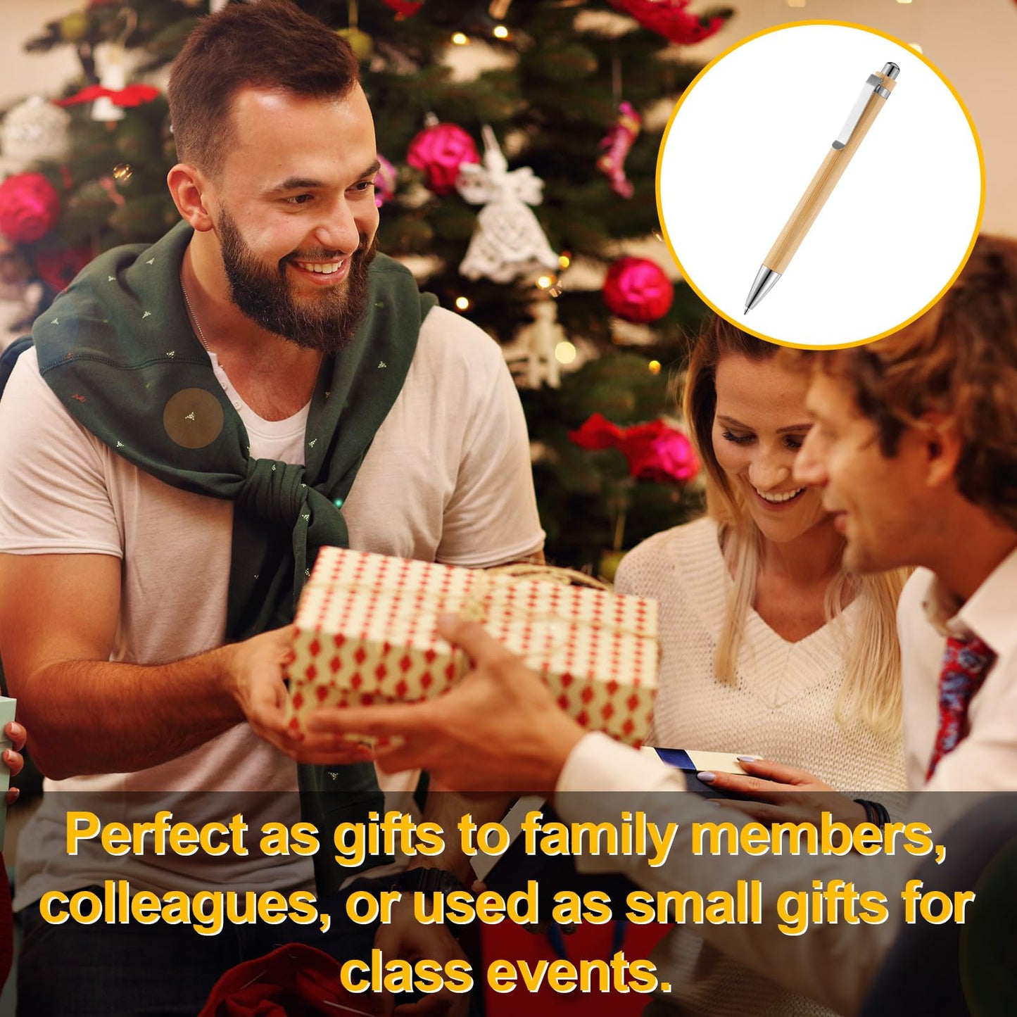 Maitys 500 Pcs Bamboo Ballpoint Pens Bulk Wooden Retractable, Black Ink, 1mm Engraving Wooden Pen Customizable Gift Bulk