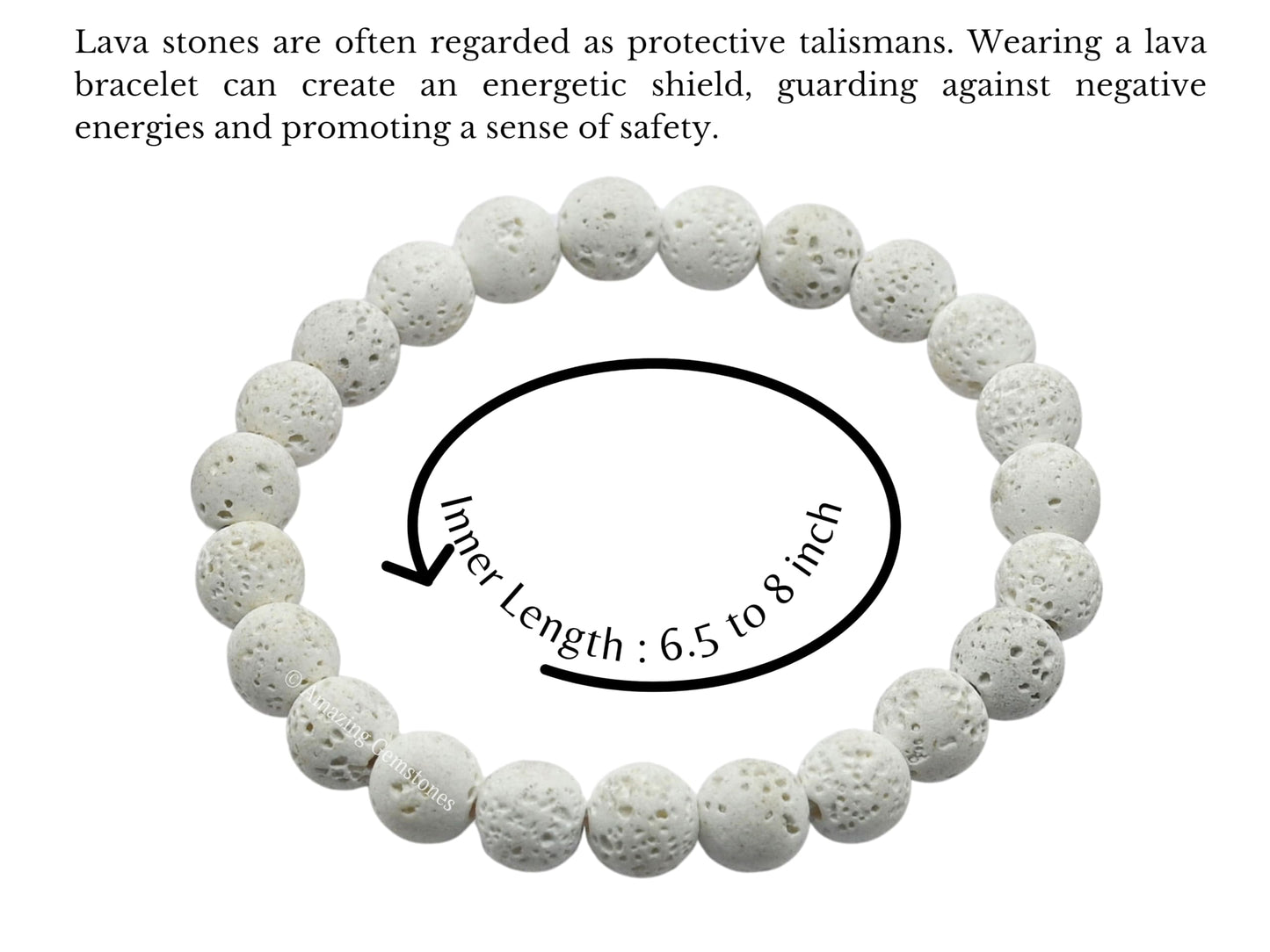 Amazing Gemstone Crystal Bracelet for Women Men's Gifts - Protection Healing Crystal Bracelet - 8mm Gemstone Beaded Stretchable Bracelet Pulseras Para Hombres Mujer Stocking Stuffers Mothers Day Gift (White Lava)