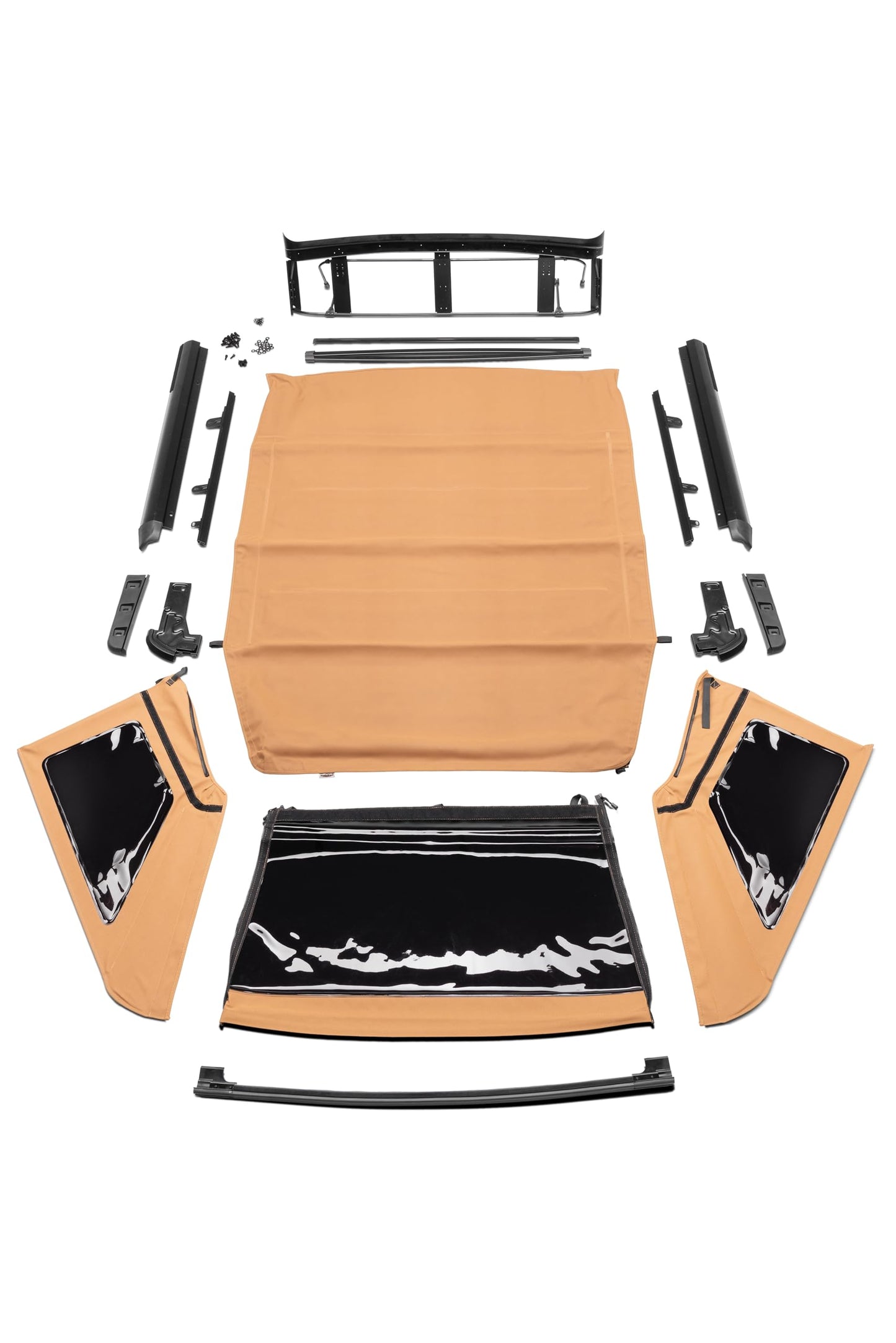 HAVOC OFFROAD Voyager Fastback Top for Ford Bronco | Tan, Two-Piece Top, Easily Opens From the Inside, Tinted Windows, Removable Side & Rear Windows | HFB-19-101 | 2021-2024 Ford Bronco 4-Door