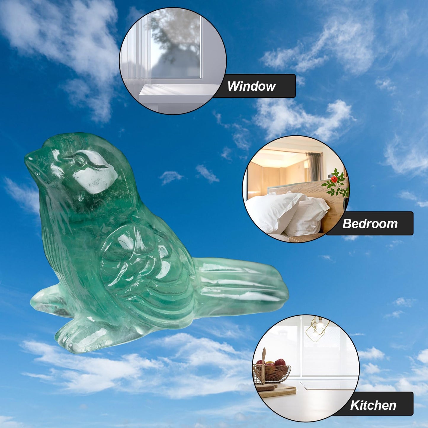 Ytbeoxk Fluorite Crystal Bird Carving Hand Carved Gemstone Bird Figurine 2.4 Inch Polished Animal Sculpture Healing Stone Home Office Desk Decoration Gift Collection