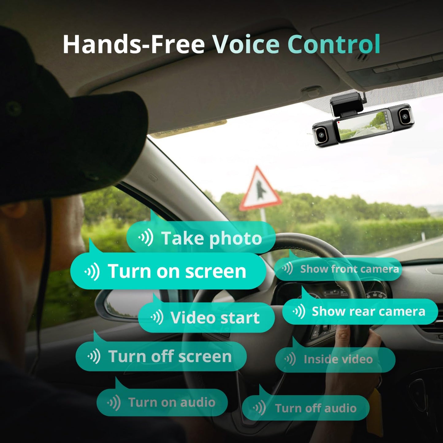 BOTSLAB 3K 4 Channel Dash Cam, 560° All-Sides View, Front and Rear Inside Car Camera with 3.18”Touch Screen, Dash Camera 24/7 Parking Mode, Built-in GPS 5.8GHz WiFi Voice Control, Free 128GB Card