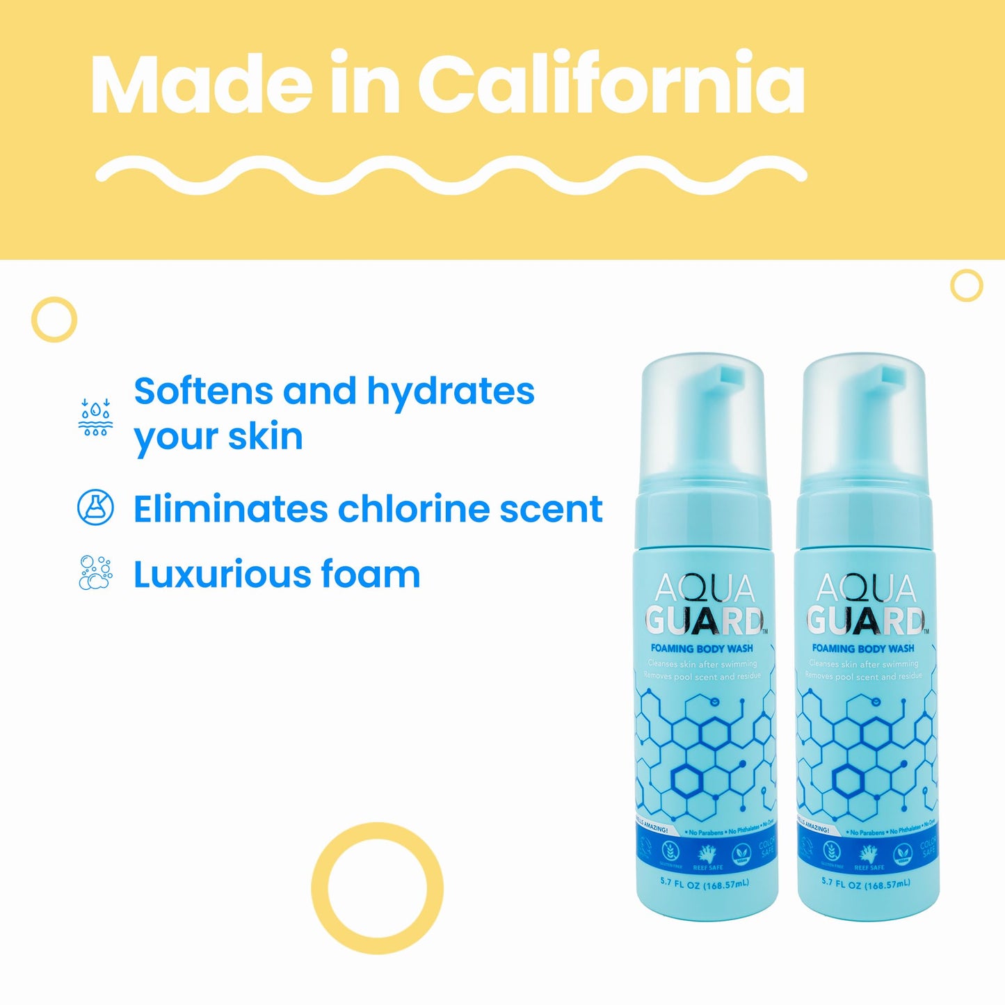 AQUA GUARD After-Swim Foaming Body Wash | Leaves Skin Soft and Smooth + Neutralizes Chlorine Scent and Residue (2-Pack)