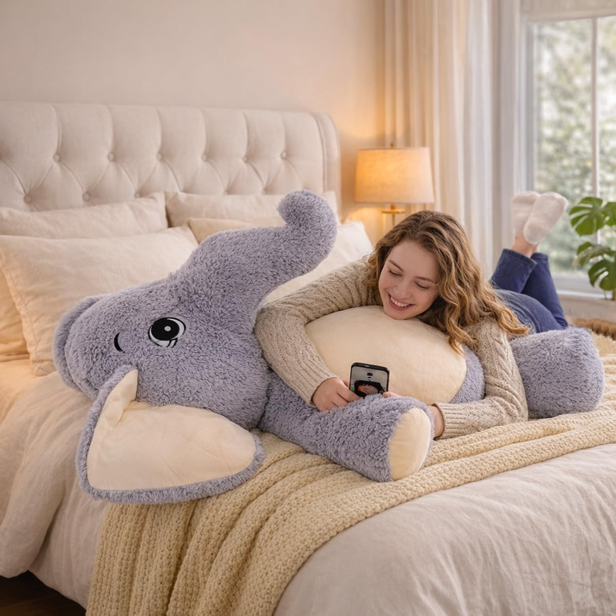 Giant Elephant Stuffed Animal 39'', Large Plush Toy, Soft Huggable Cute Elephant Plush for Girls, Boys, Kids, Babies - Gifts for Birthday, Mother's Day, Christmas