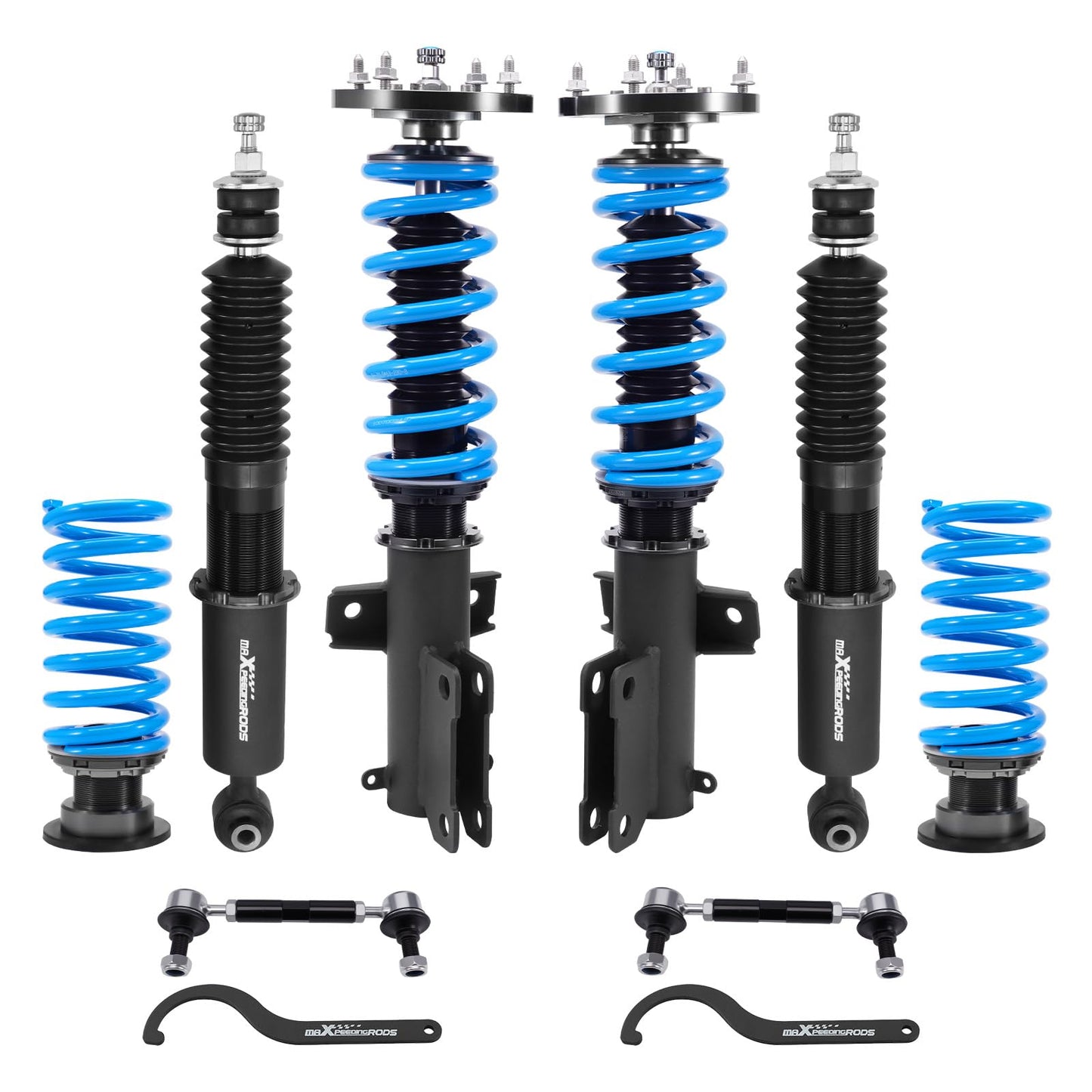 maXpeedingrods Coilover for Ford Mustang S-197 2005-2014, for Ford Mustang GT S-197 2005-2014, 24 Levels Damper Adjustable Coilovers Suspension Kit, Height Adjustable T6 Upgraded Lowering Kits Blue