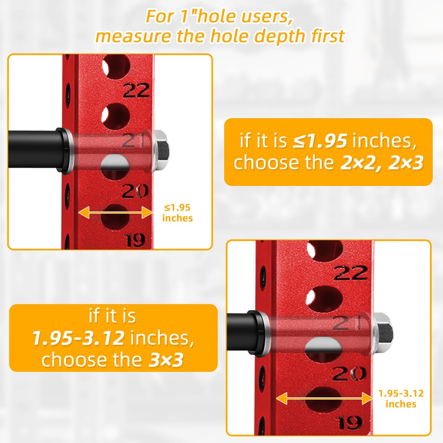 Weight Plate Holder for Power Rack Attachment, Squat Rack Weight Storage for 1 inch Olympic Weight,Compatoble with 2x2, 2x3, 3x3 Power Cage, Fit 1"and 5/8"" Hole (3×3)"
