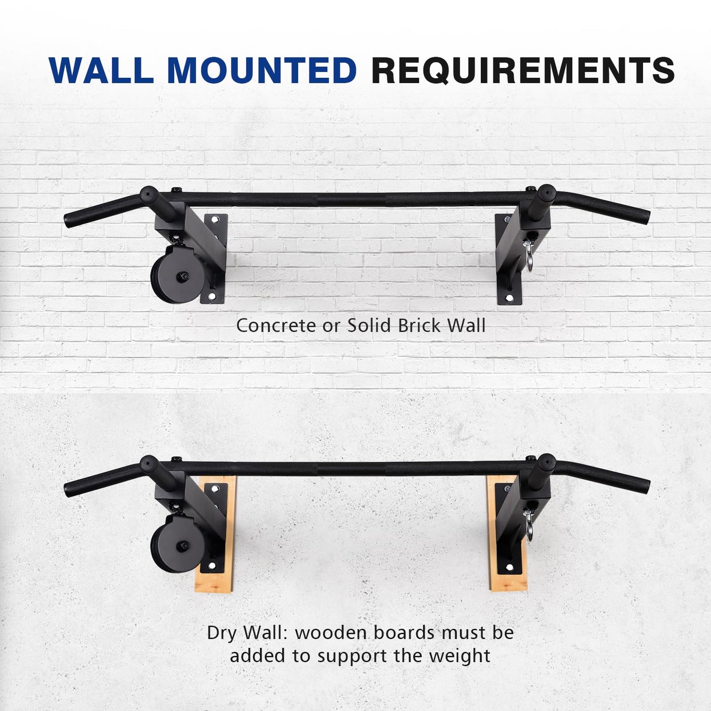 LIONSCOOL Multifunctional Wall Mounted Pull Up Bar with Pulley System (16"/24"" APART)"