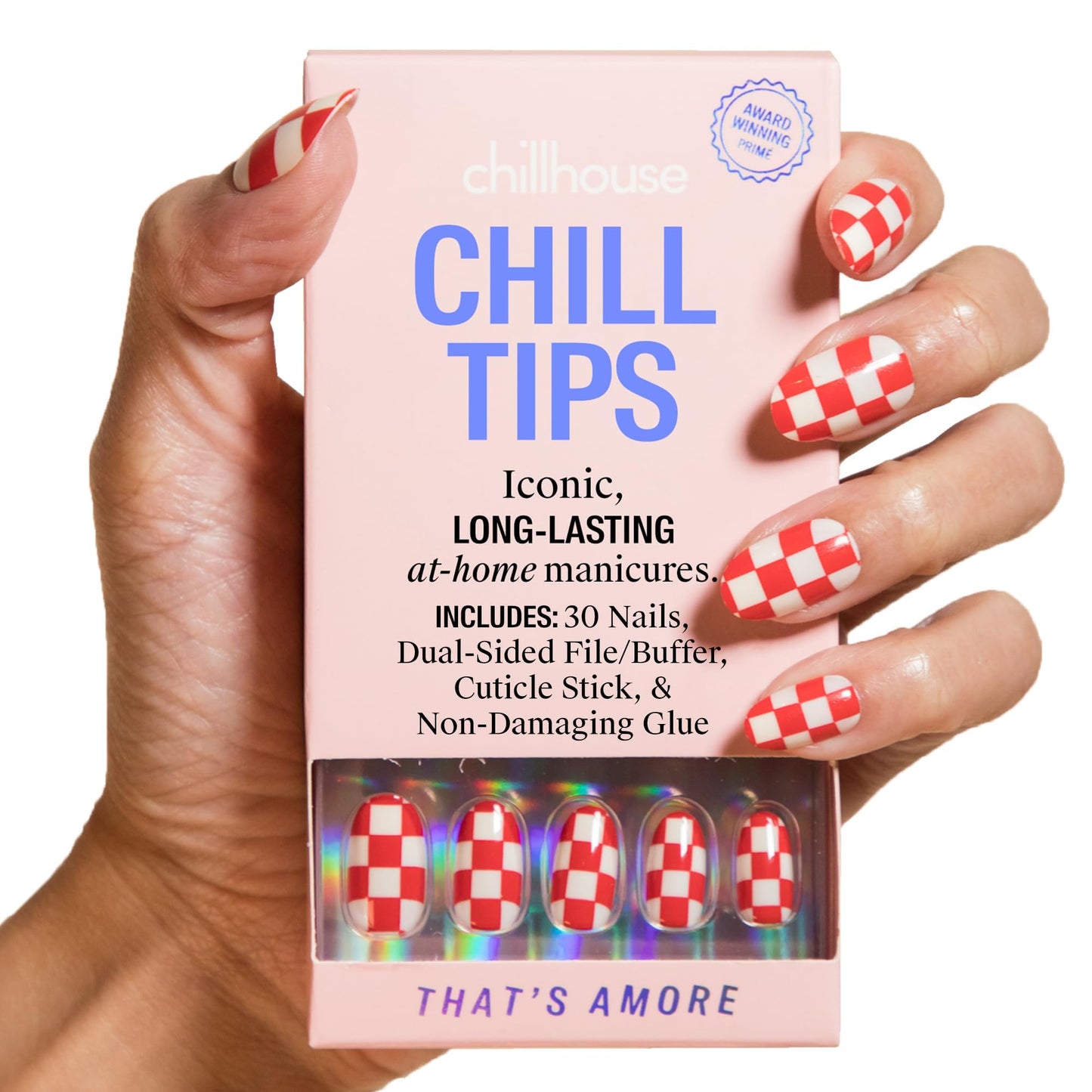 Chillhouse - Chill Tips, Press on Nails Kit - That's Amore (Oval) - 30 Nail Shapes & Sizes - Up to 2 Weeks of Wear - Customizable Fit - Reusable - Latina Founded & Women Owned - Beauty & Self Care