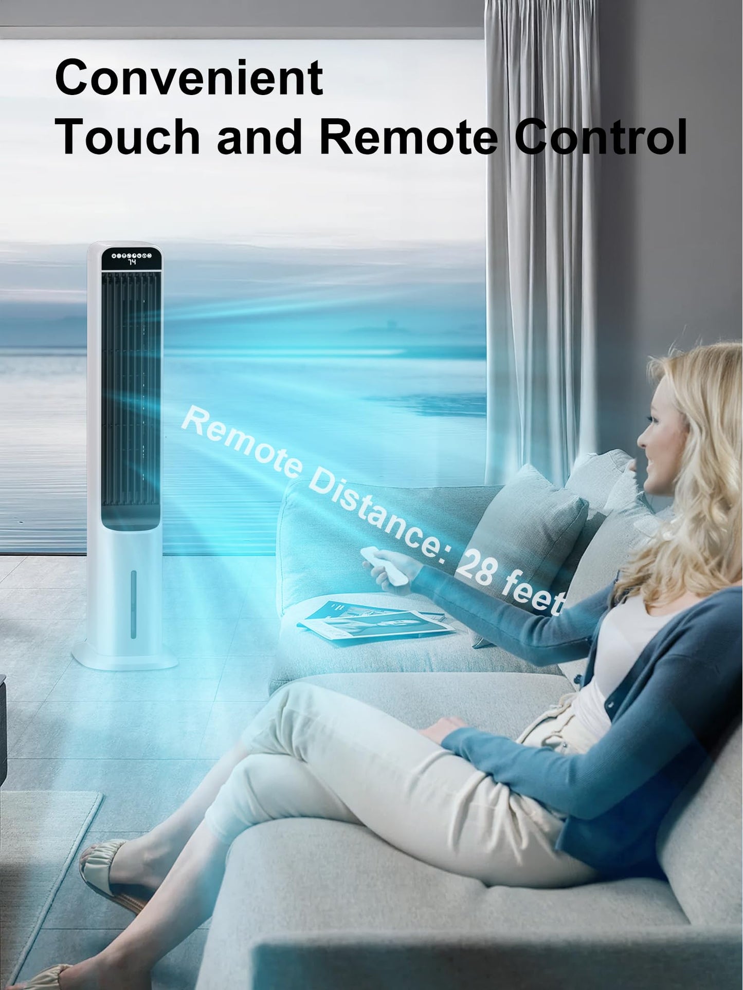 Uthfy 41" Portable Air Conditioners, 3-in-1 Swamp Cooler with 4 Modes, 3 Speeds, 120° Oscillation, 4 Ice Packs, 4L Removable Water Tank, Remote, Easy Cleaning, White