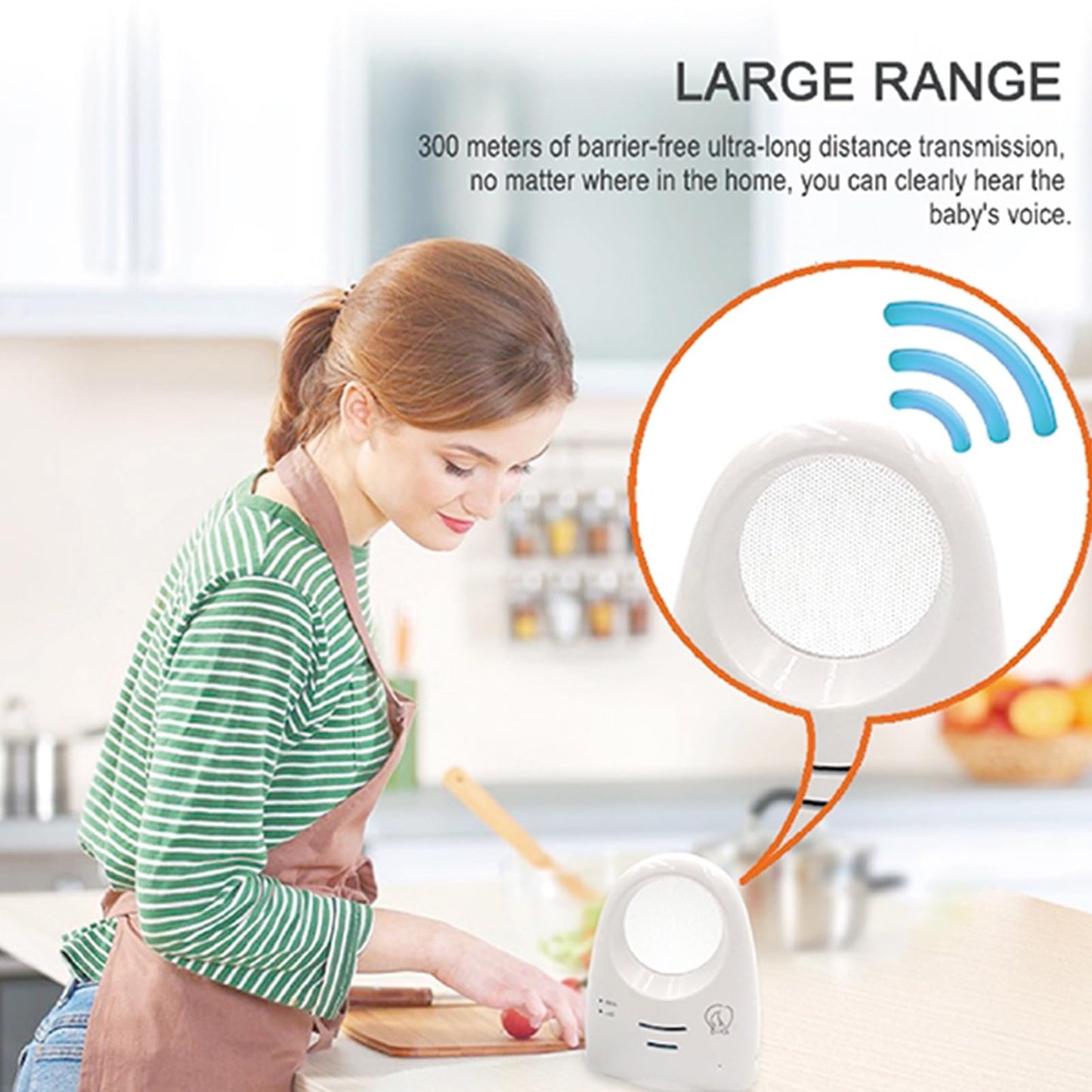 Baby Monitor Audio Only, Baby Sound Monitor for Baby Sleeping with Night Light Noise Detection, 20 Hours Standby Time Wireless Enhanced Range