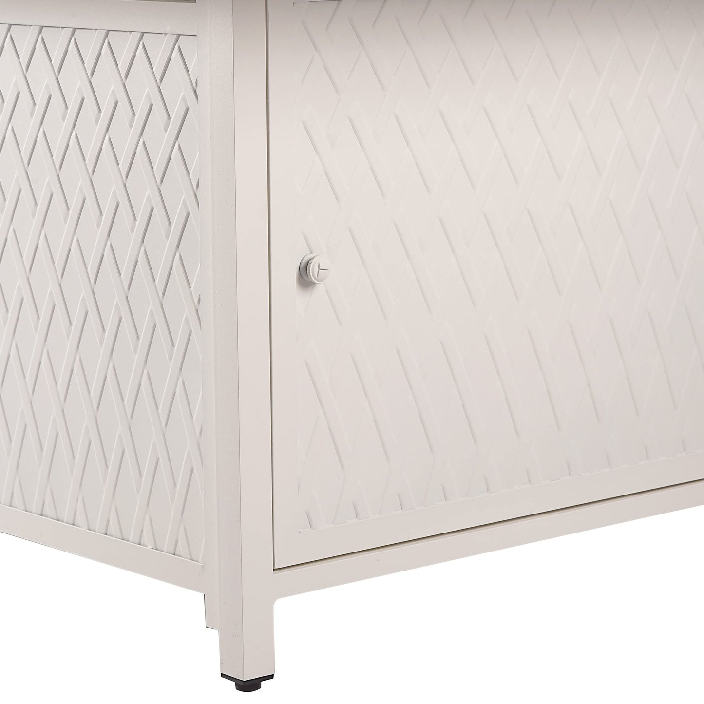 Oakland Living Rectangular 48 in. x 36 in. Aluminum Propane Fire Pit Table, Glass Beads, Two Covers, Lid, 57,000 BTUs in White Finish