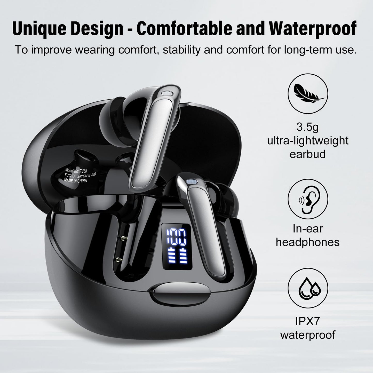 AI Language Translation Earbuds, 3-in-1 Translator Earbuds Real Time with 5 Translation Modes with APP, 164 Language Bluetooth 5.3 Headphones Translating Device for Travel/Business/Leaning, Dark Night