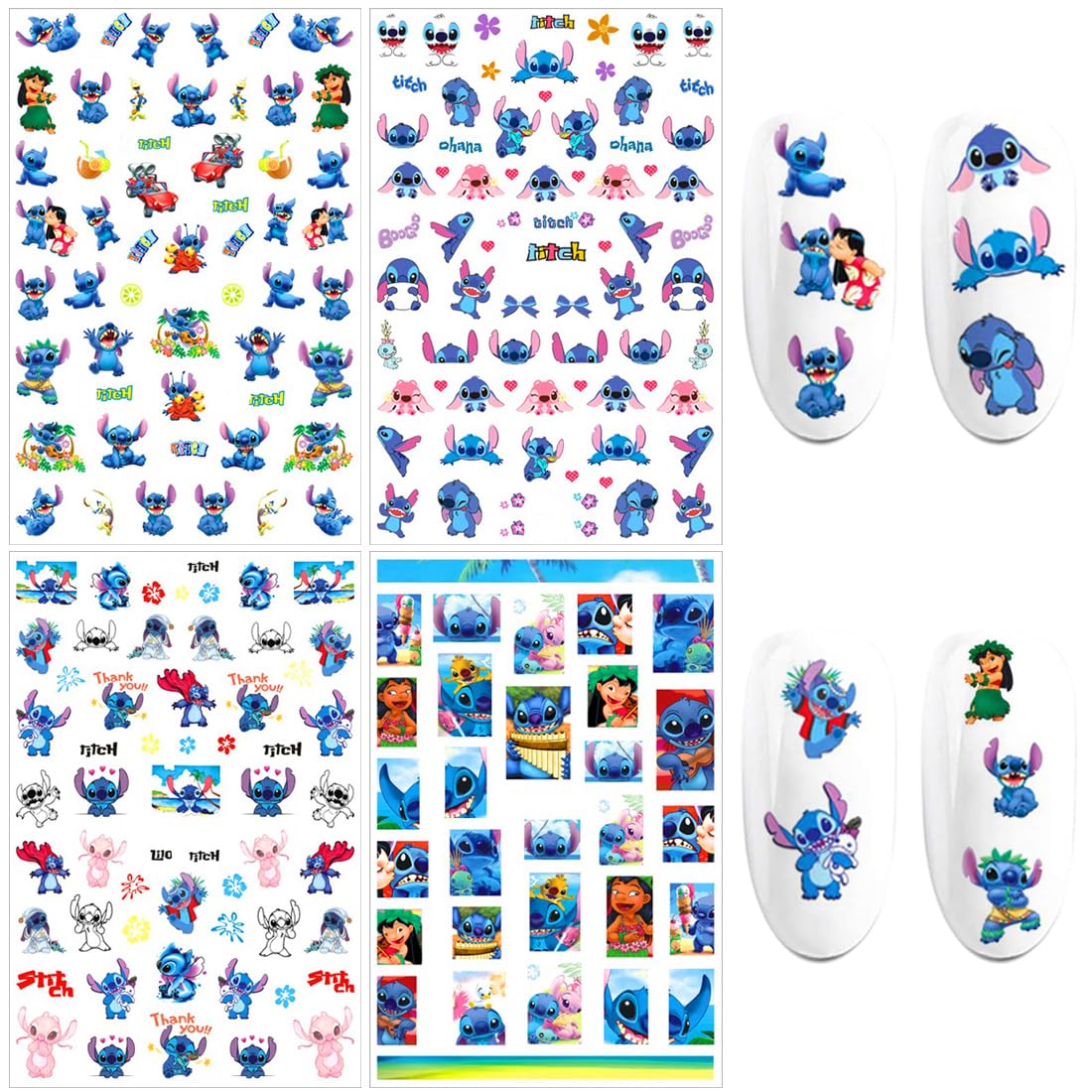 10pcs Cute Nail Art Stickers 3D Self-Adhesive Nail Decals Party Favors Nails Gifts for Women Nail Art Decoration Cute Cartoon Designer Nails Design Sticker