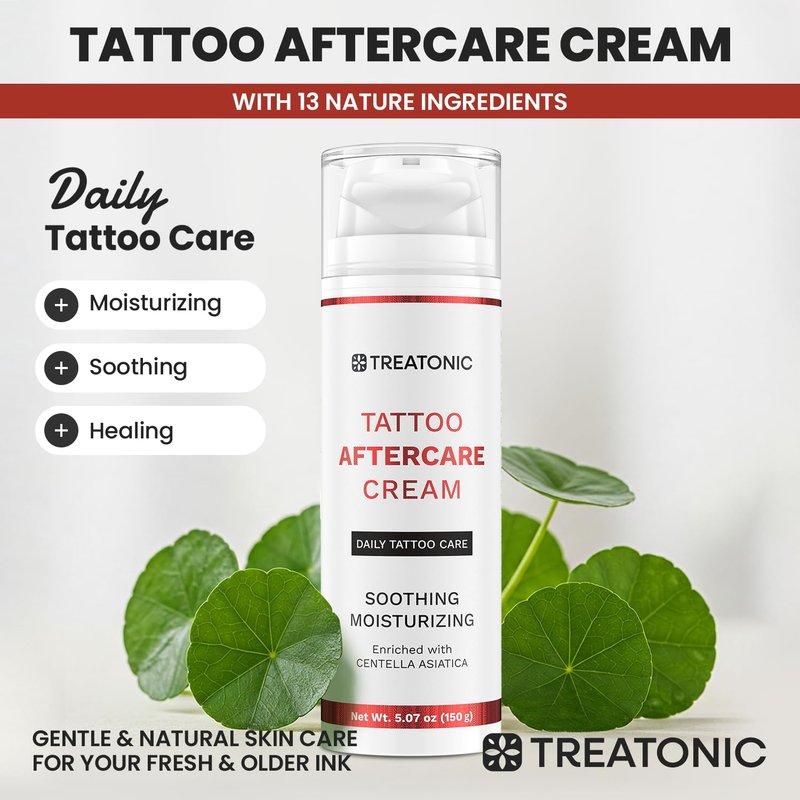 Tattoo Aftercare Cream for Soothing & Moisturizing: Healing & Soothing Aftercare Lotion for Microneedling, Microblading & Piercing - Tattoo Skin Care for New & Old Tattoos - 5 oz / 150ml