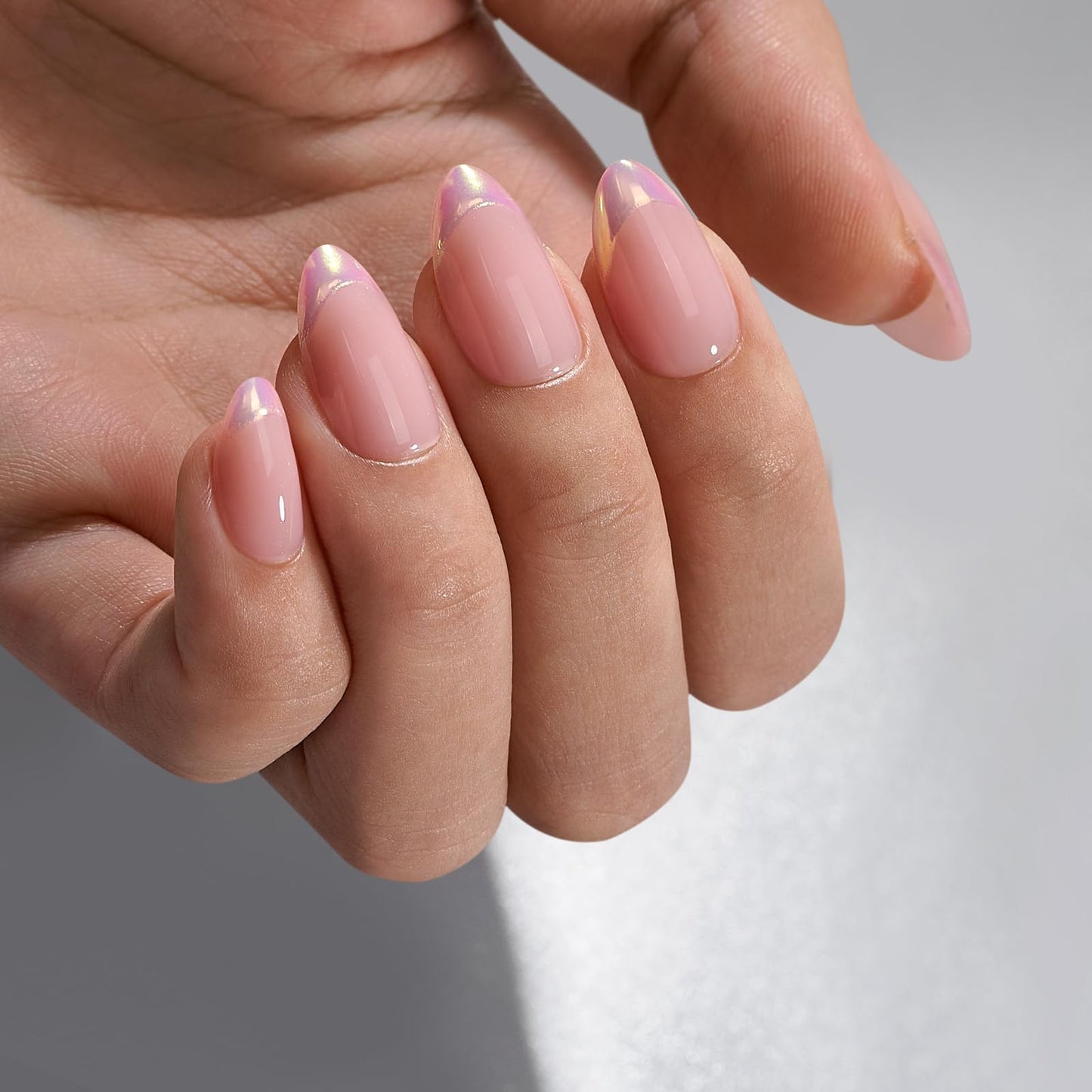 BTArtbox French Tip Press On Nails Almond - Glue On Nails for Women Gift, Supremely Fit & Natural Stick On Nails, Black French & Dazzling Pink
