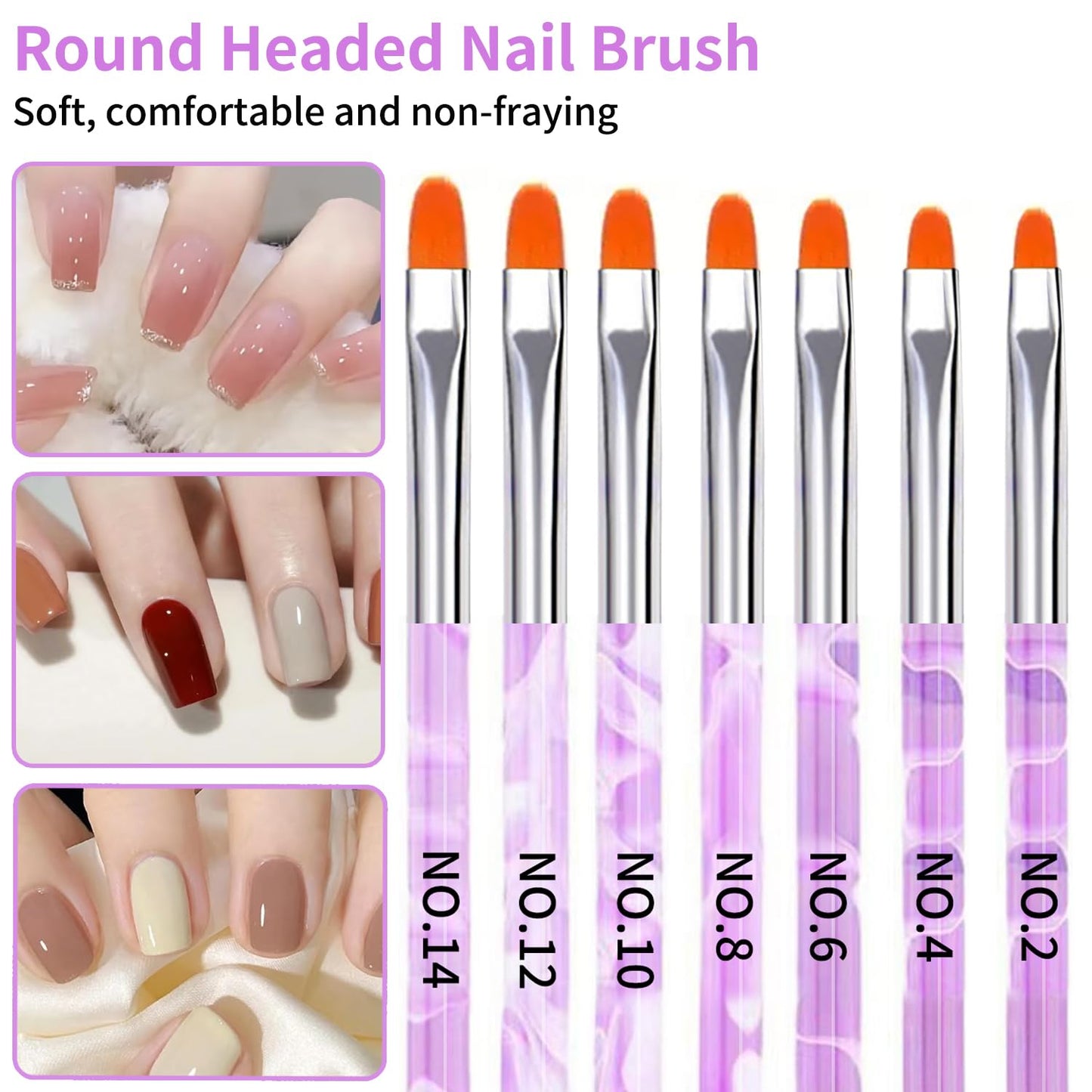 19Pcs Purple Nail Art Brush Set, Nail Brushes Kit with Acrylic Nail Brush, Gel Polish Brushes, Dotting Tools, Nail Dust Brush, Manicure Tool for Acrylic Powder Application, Sculpting & Cleaning