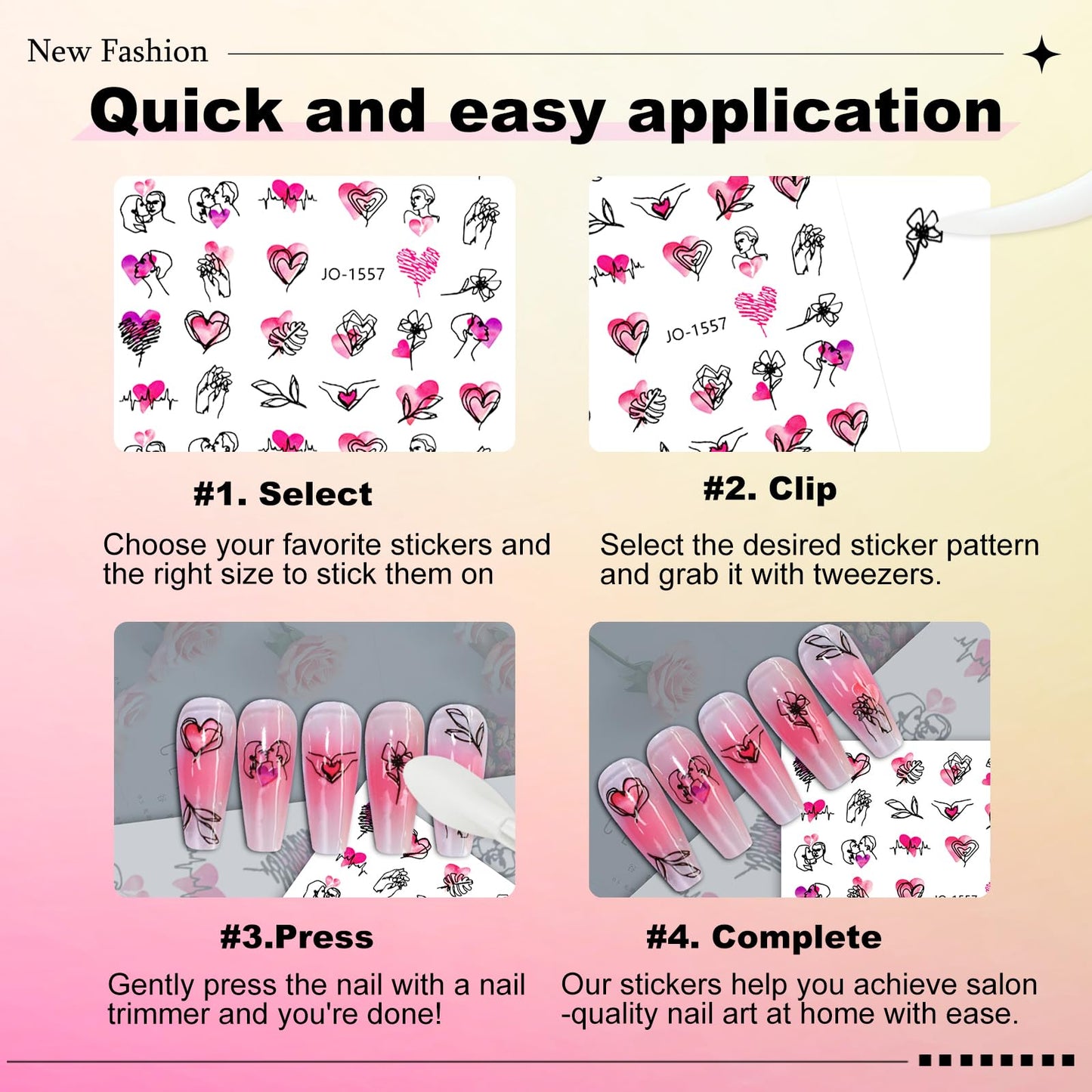 12 Sheets Valentine's Day Nail Sticker for Nails Art 3D Embossed Self-Adhesive Pink Red Love Heart Lips Valentine's Day Nail Decal Design Supplies for Women DIY Manicure Art Decoration YX1241