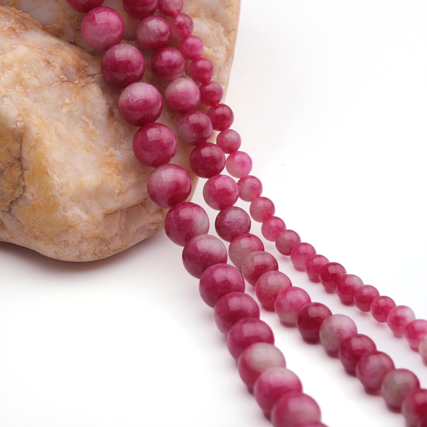 35pcs 10mm Natural Gemstone Beads for Jewelry Making Supplies,Watermelon Tourmaline Healing Crystal Polished Round Loose Stone Beads for Bracelet Necklace 15 Inch