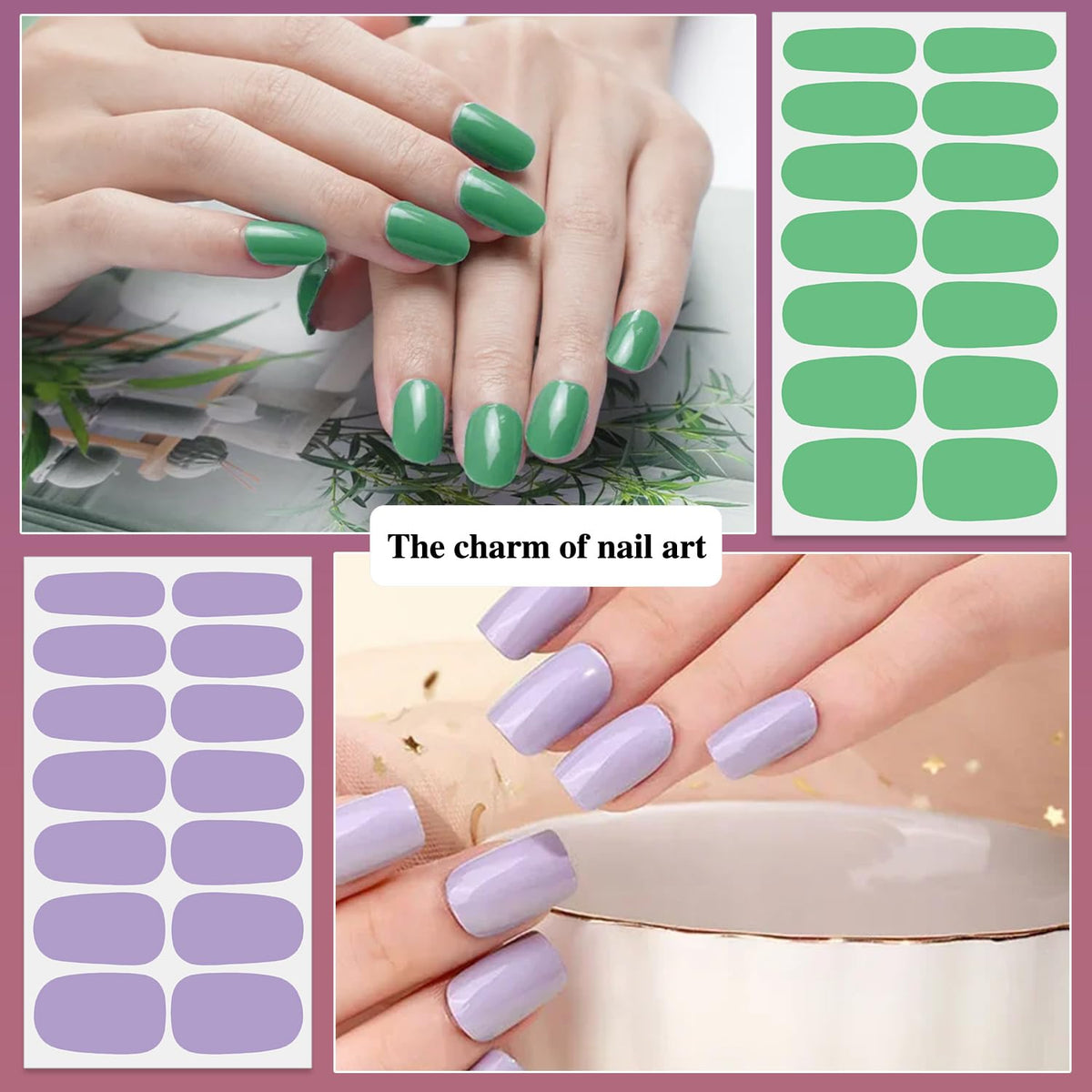 DANNEASY 24 Sheets Nail Polish Strips for Women Girl - Light Color&Rainbow, Nail Polish Stickers Full Nail Wraps Gel Nail Strips Self Adhesive Manicure Design Sticker Nails with File, Cuticle Stick