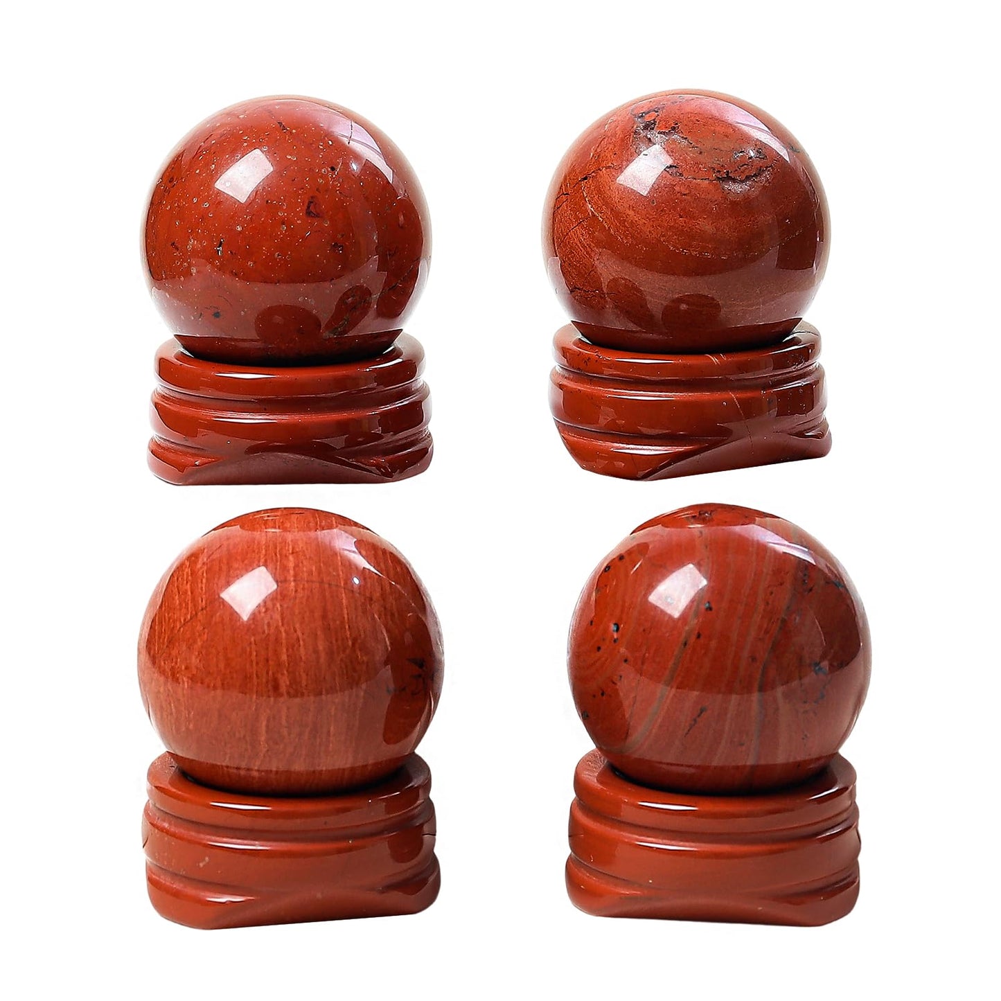 Casaper Natural Red Jasper Ball with Stone Stand, Healing Crystal Sphere for Home Fengshui Yoga Meditation, Reiki Energy Balancing 1.18”(30mm)