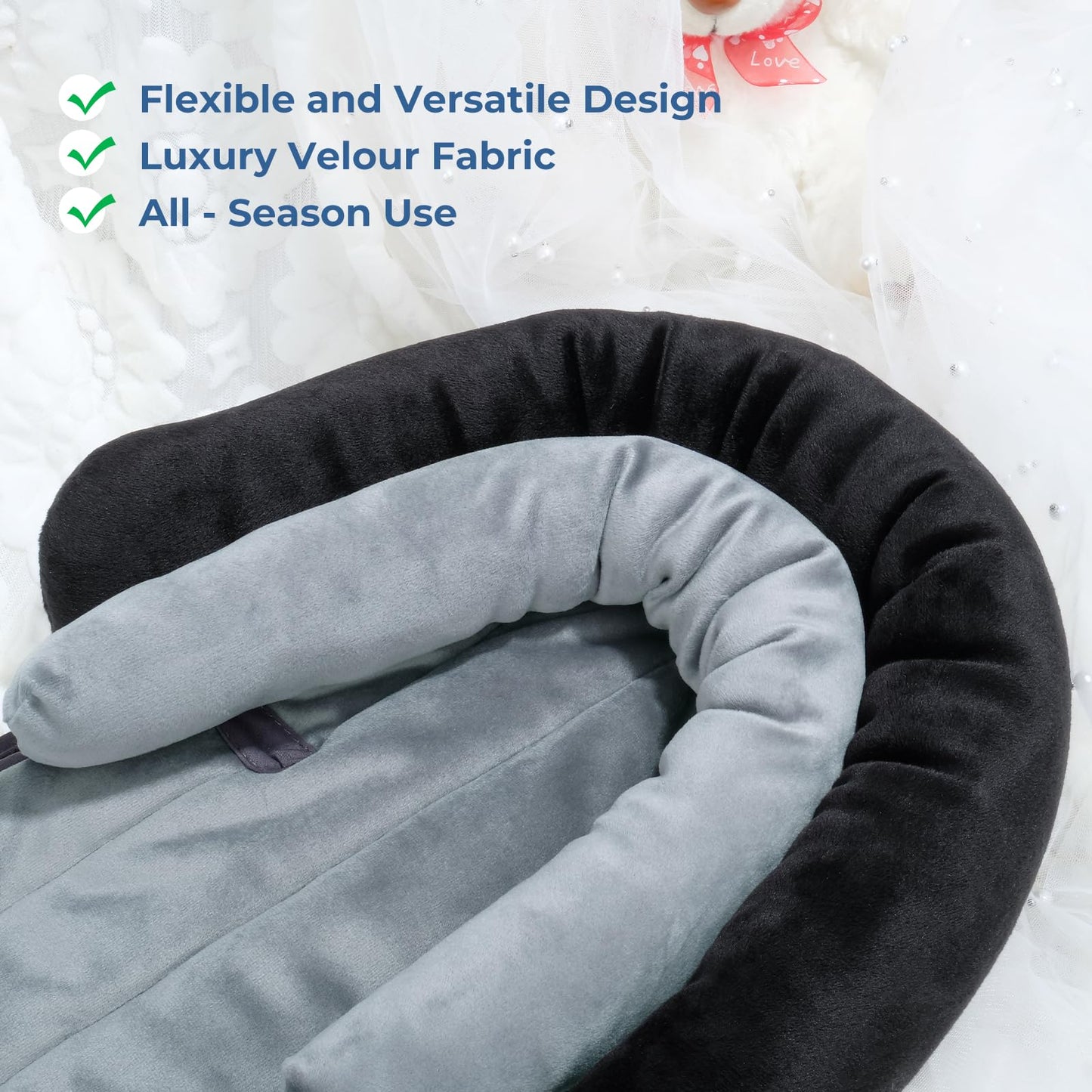 COOLBEBE New 2-in-1 Babybody Supports for Baby Newborn Infants - Extra Soft Stroller Cushion Pads Car Seat Insert, Seasons, Black