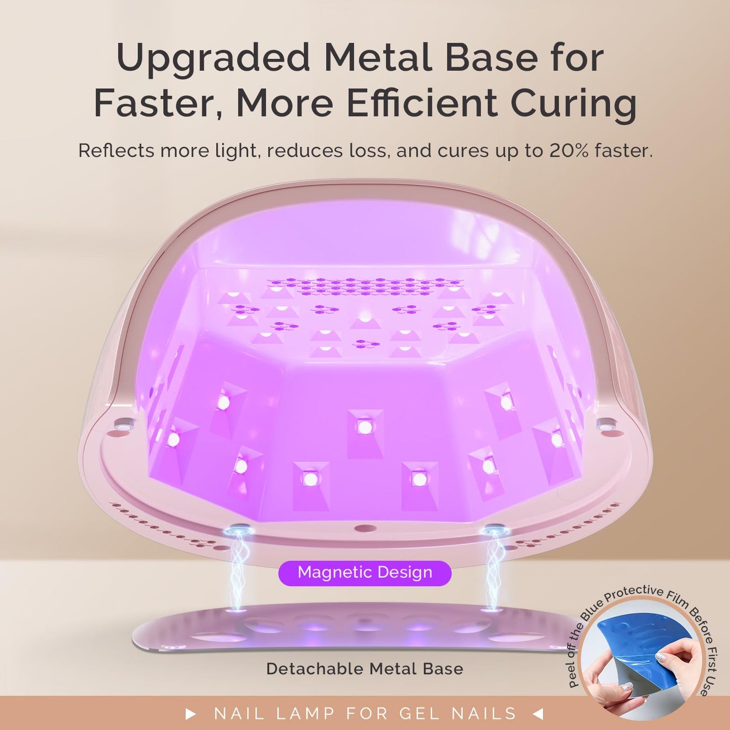 MelodySusie Professional Cordless UV Nail Lamp with Metal Base, P-Plus30GT Nail Dryer with Smart Sensor for Salon & DIY Home Use Fast Cures All Hard Gels, Especially Extension & Glitter Gel Polishes