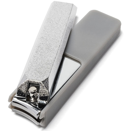 Wablade Japanese Nail Clippers, 2.8 Inch, Made in Seki Japan, Curved Carbon Steel Blade, Built-in Catcher & Nail File, Clean Controlled Trimming for Fingernails & Toenails (Silver)