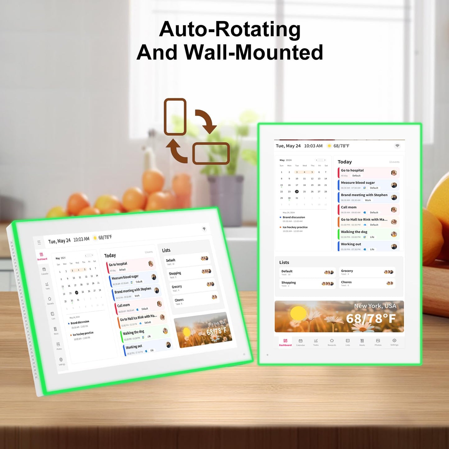 Akimart Calendar: 10.1-inch Wall Planner Digital Calendar & Chore Chart With LED Reminder, Smart Touchscreen Interactive Display for Family Schedules, Hearth Display Digital Calendar, Great for Organizing Your 2026 Year