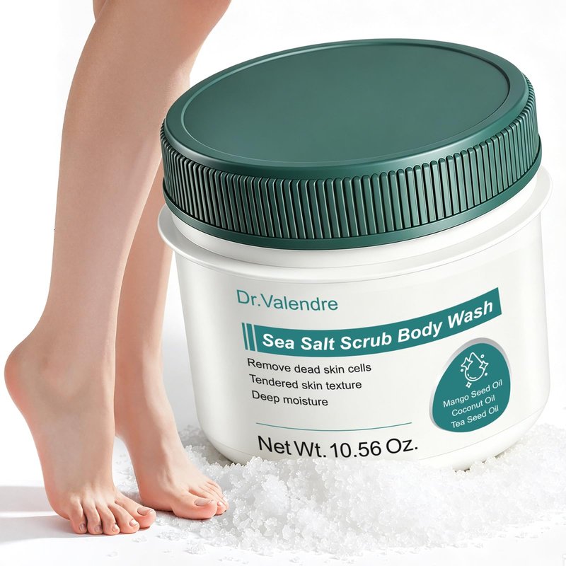 【Sea Salt Exfoliating Scrub】 – Foot Care Scrub for Dead Skin, Calluses & Cracked Heels – Gently Buffs Rough Dry Feet, Hydrating Foot Polish