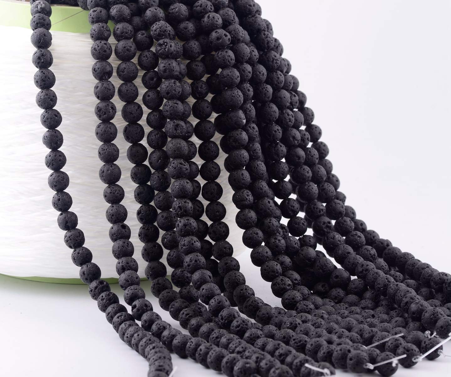 Natural Black Lava Round Genuine Stone Beads - 100pcs, 10mm, Hole 1mm, DIY for Essential Oil Yoga Bracelet Necklace Earrings Jewelry Making