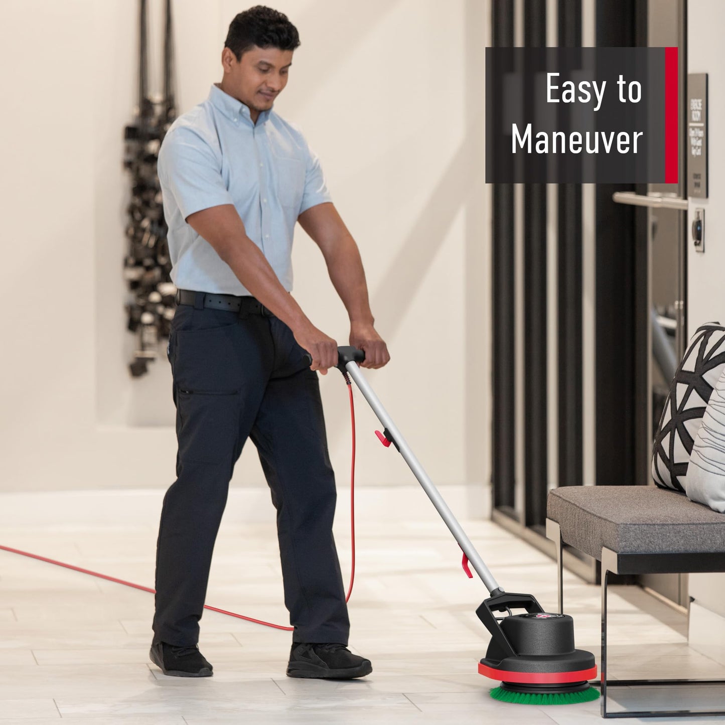Hoover Commercial Orbiter Hard Floor Cleaner Machine, Multi-Purpose Hardwood Wood Laminate Carpet Tile Concrete Grout Marble Floor Cleaning, CH80100, Black