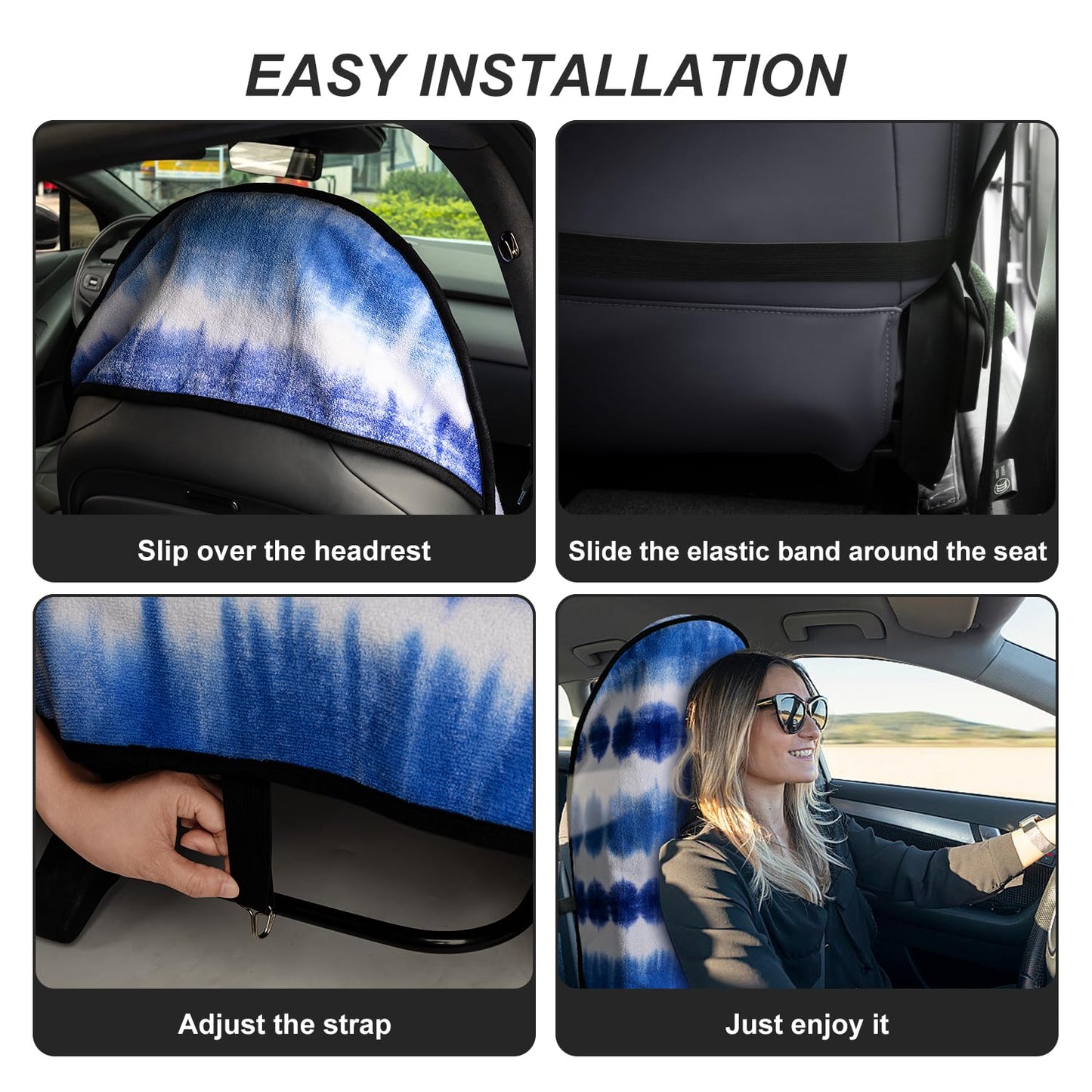 Waterproof Sweating Car Seat Cover for Post Gym Workout, Running, Swimming, Beach and Hiking, Universal Fit Non-Slip Bucket Seat Protector for Cars SUV Trucks, Machine Washable (Blue & White)