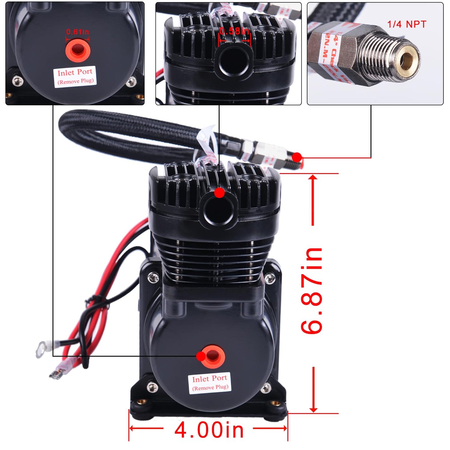 CNRAQR 3 Gallon Air Tank with 200PSI Air Compressor for Suspension/Air Ride/Bag/Car Train Truck Horn Aluminum 12 Liter Compressed air Storage Tank Onboard System Air Suspension Compressor Kit